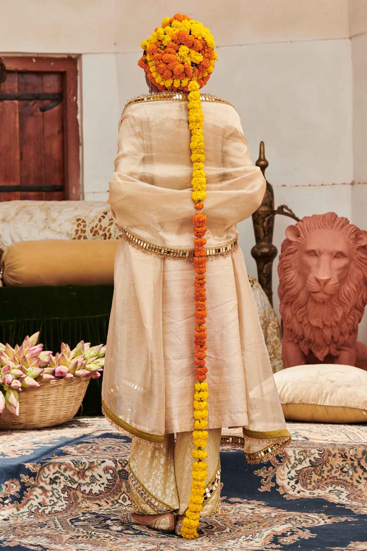 Gold Embroidered Long Kurta Set