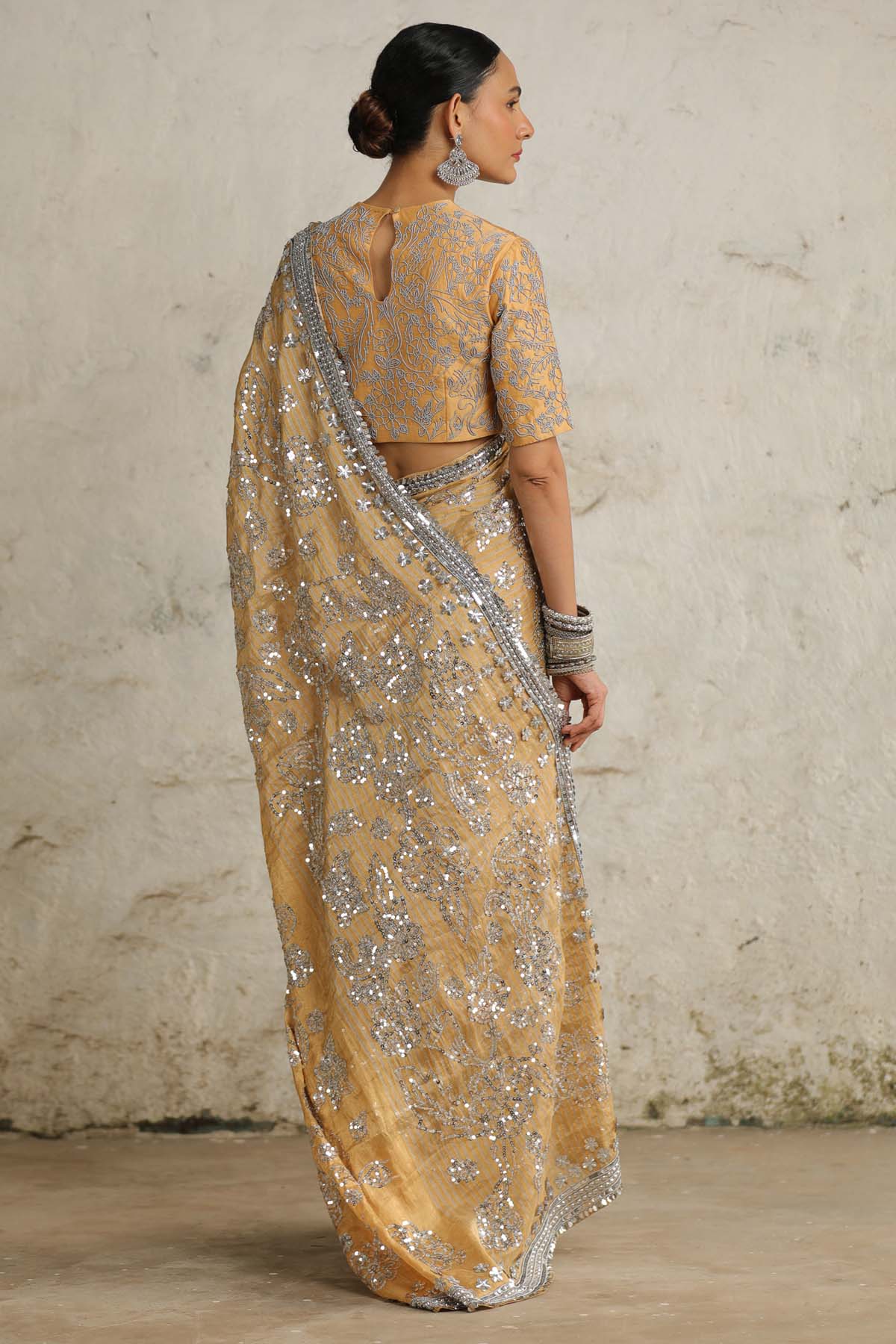 Gold Embroidered Saree & Blouse
