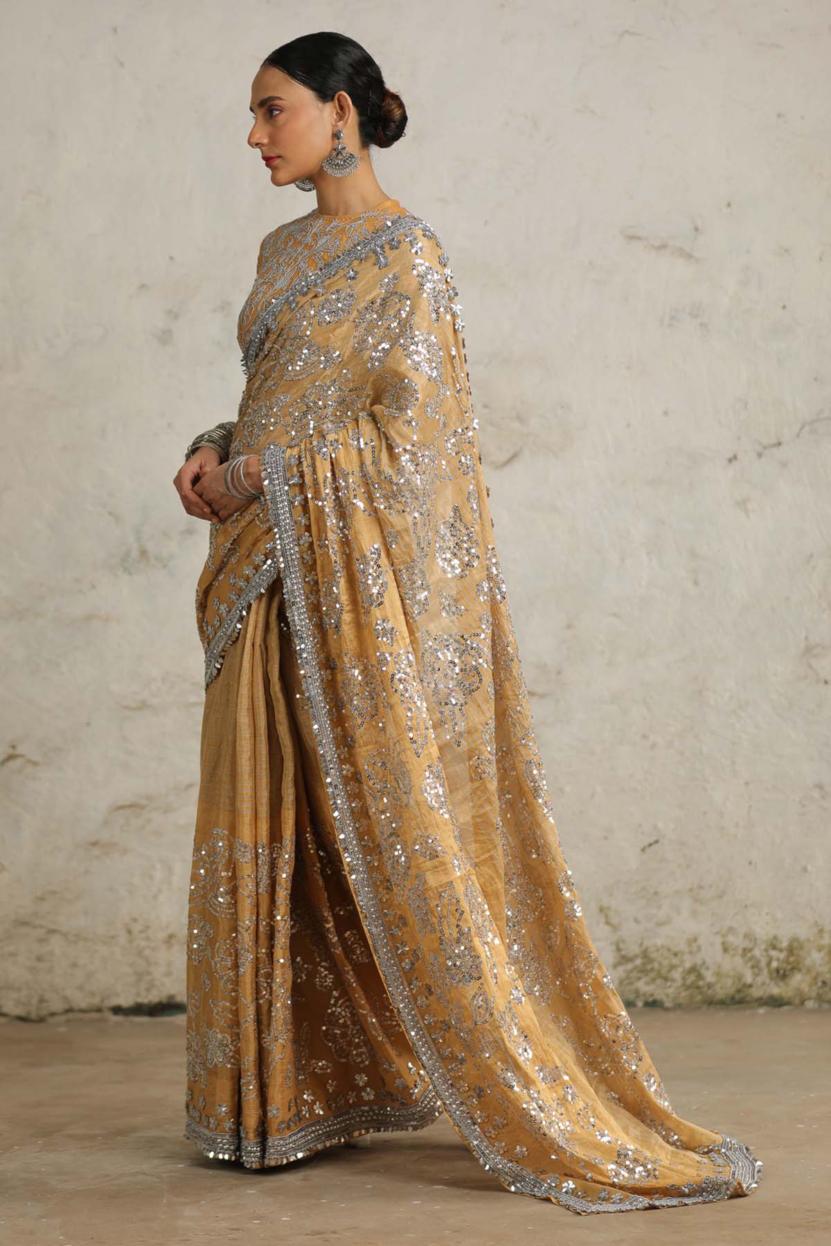 Gold Embroidered Saree & Blouse