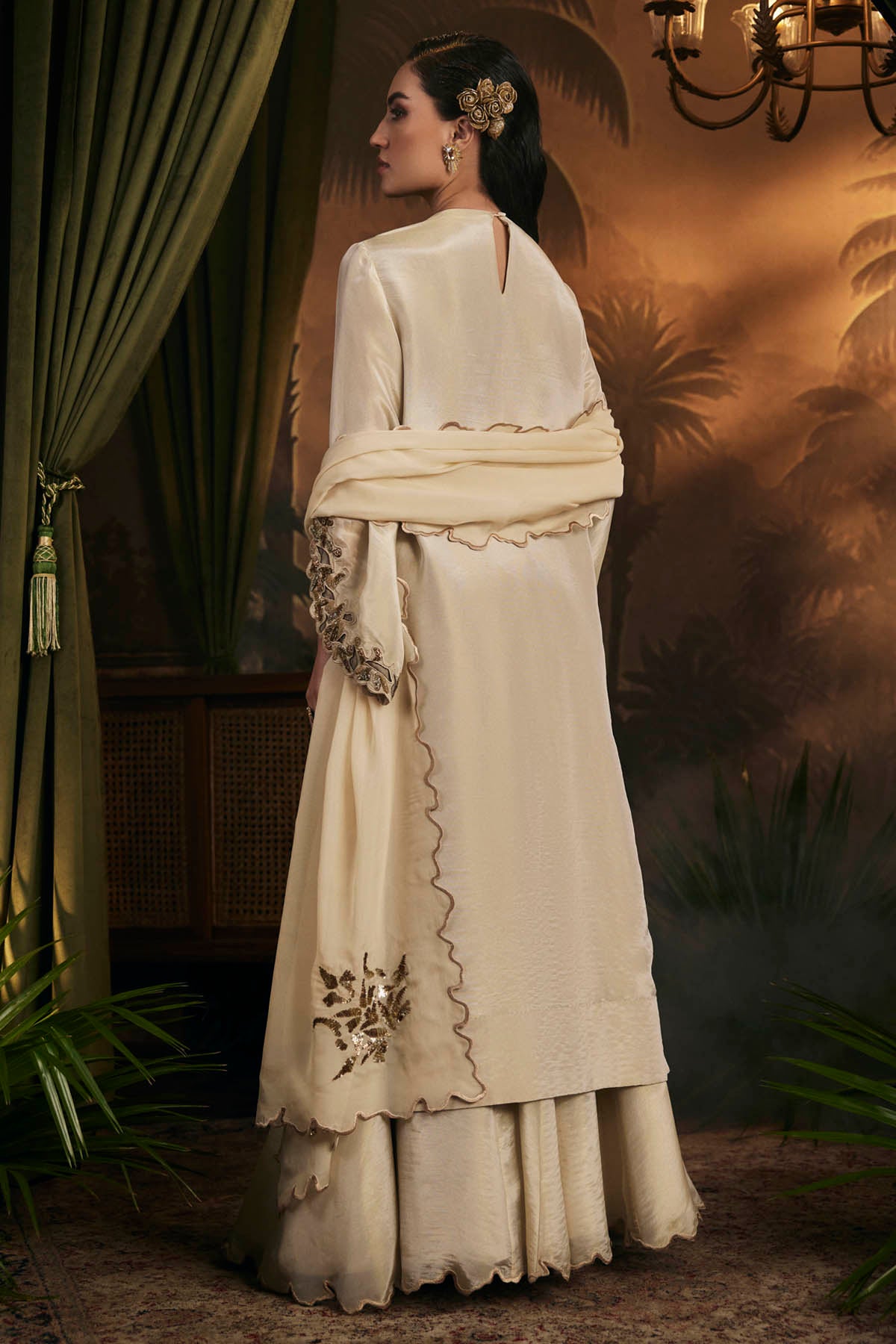 Gold Embroidered Sharara Set