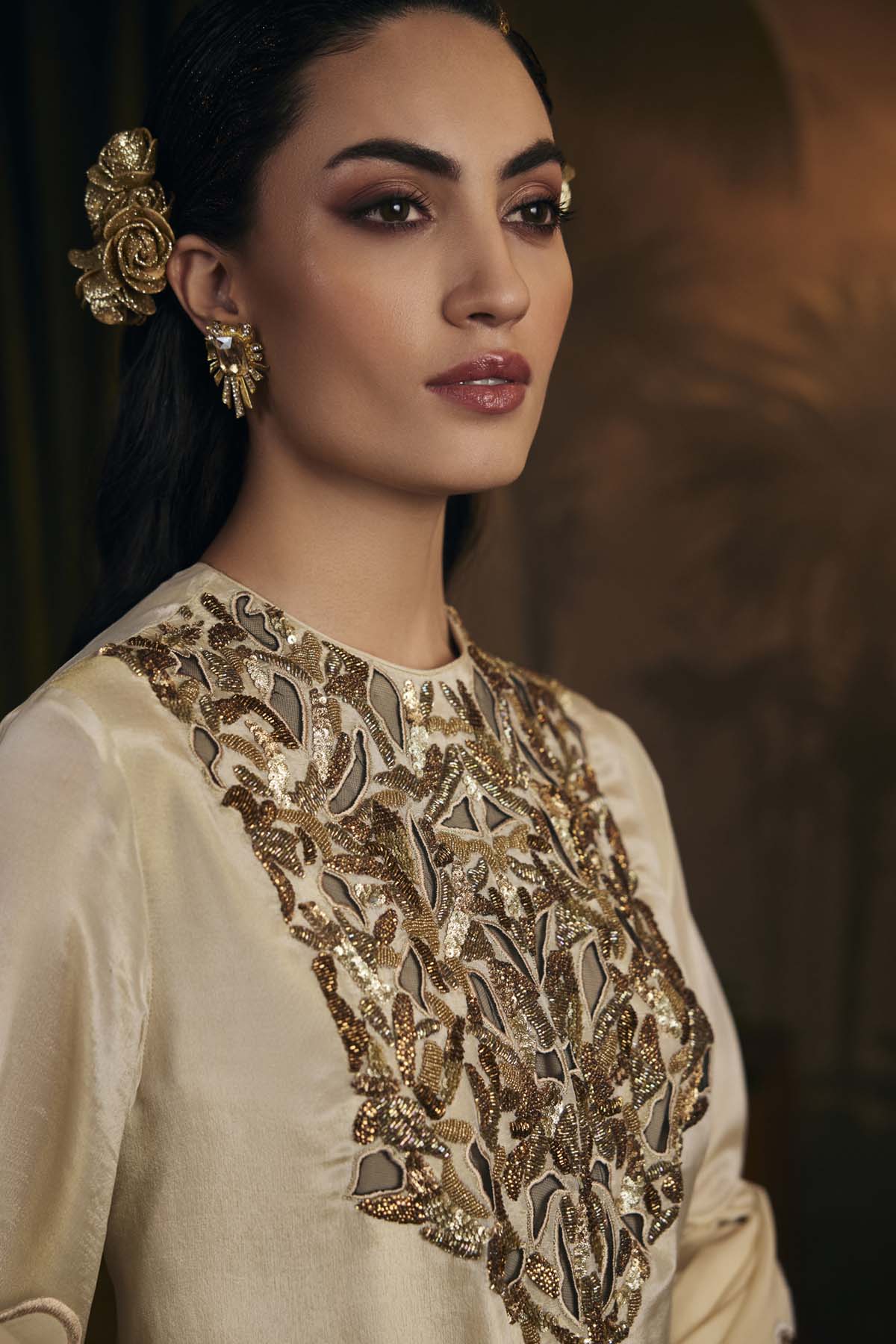 Gold Embroidered Sharara Set
