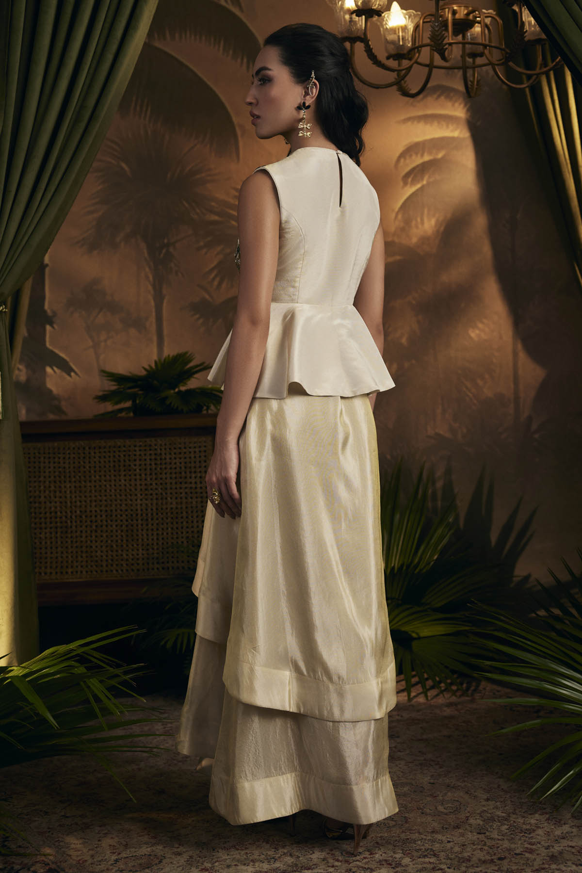 Gold Embroidered Top & Skirt