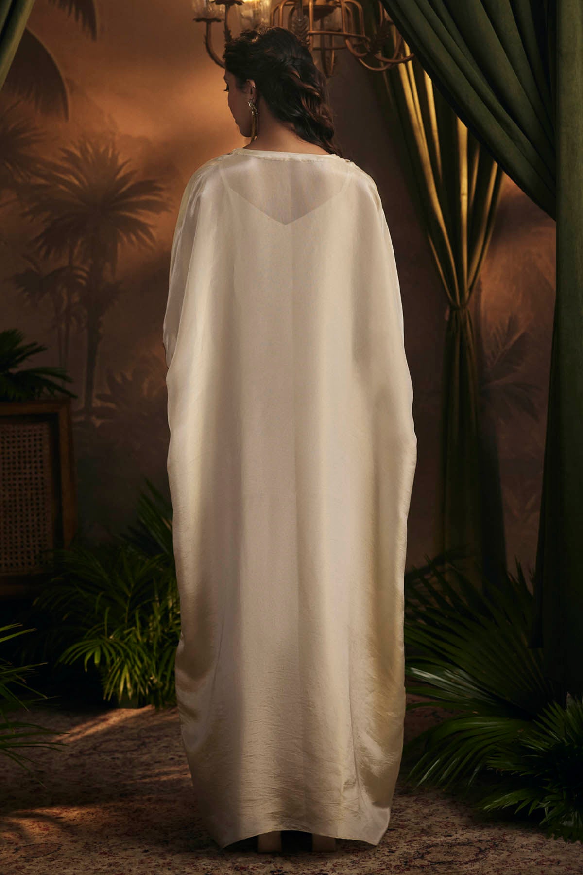 Gold Embroidered V-Neck Kaftan