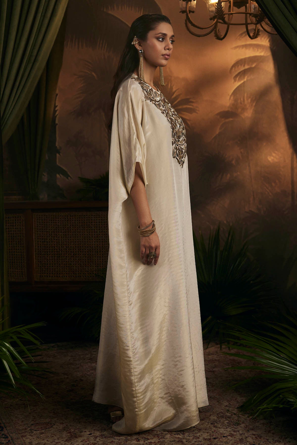 Gold Embroidered Yoke Kaftan