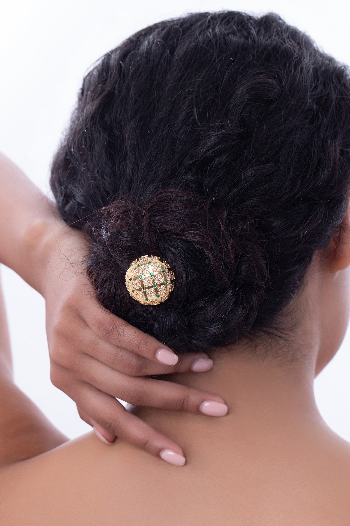 Buy Gold & Emerald Brass Hair Clip for women by Ethnic Andaz online available at scrollnshops