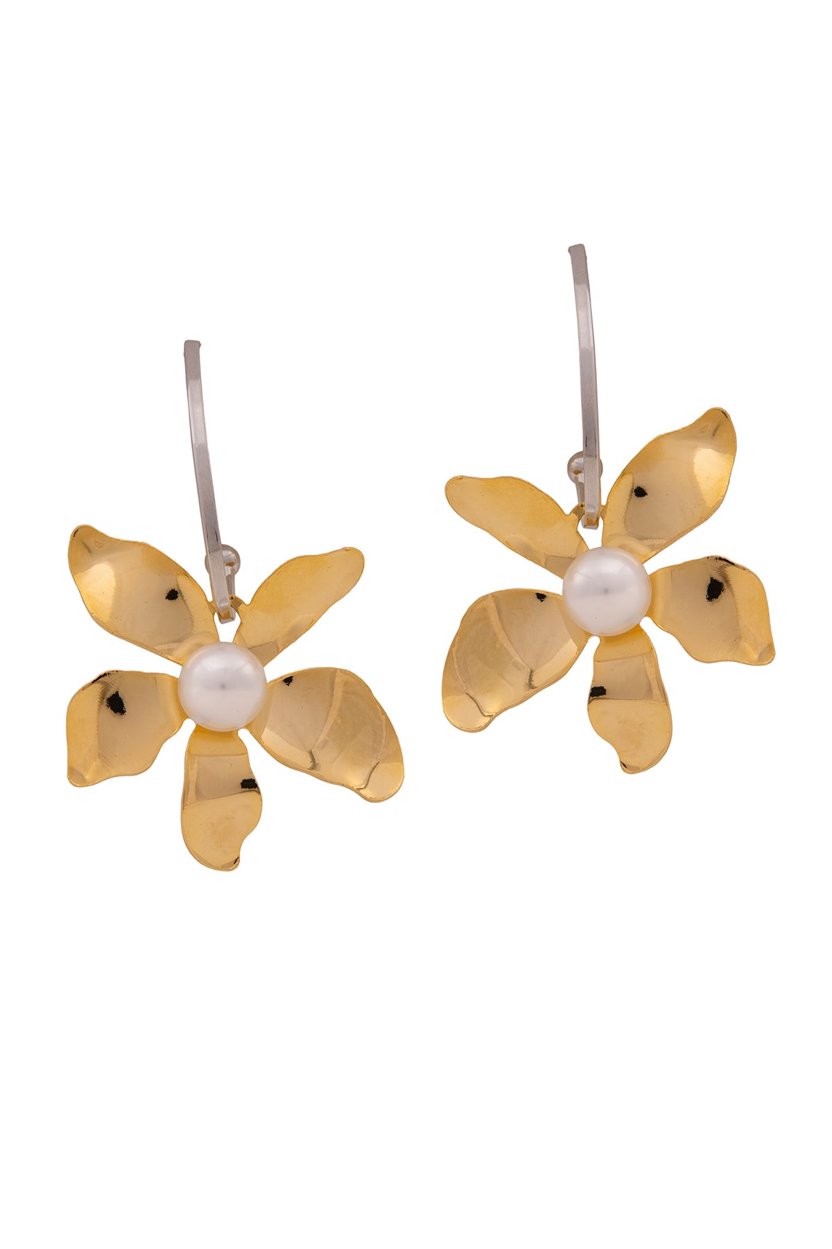 Gold Enamel Floral Earrings