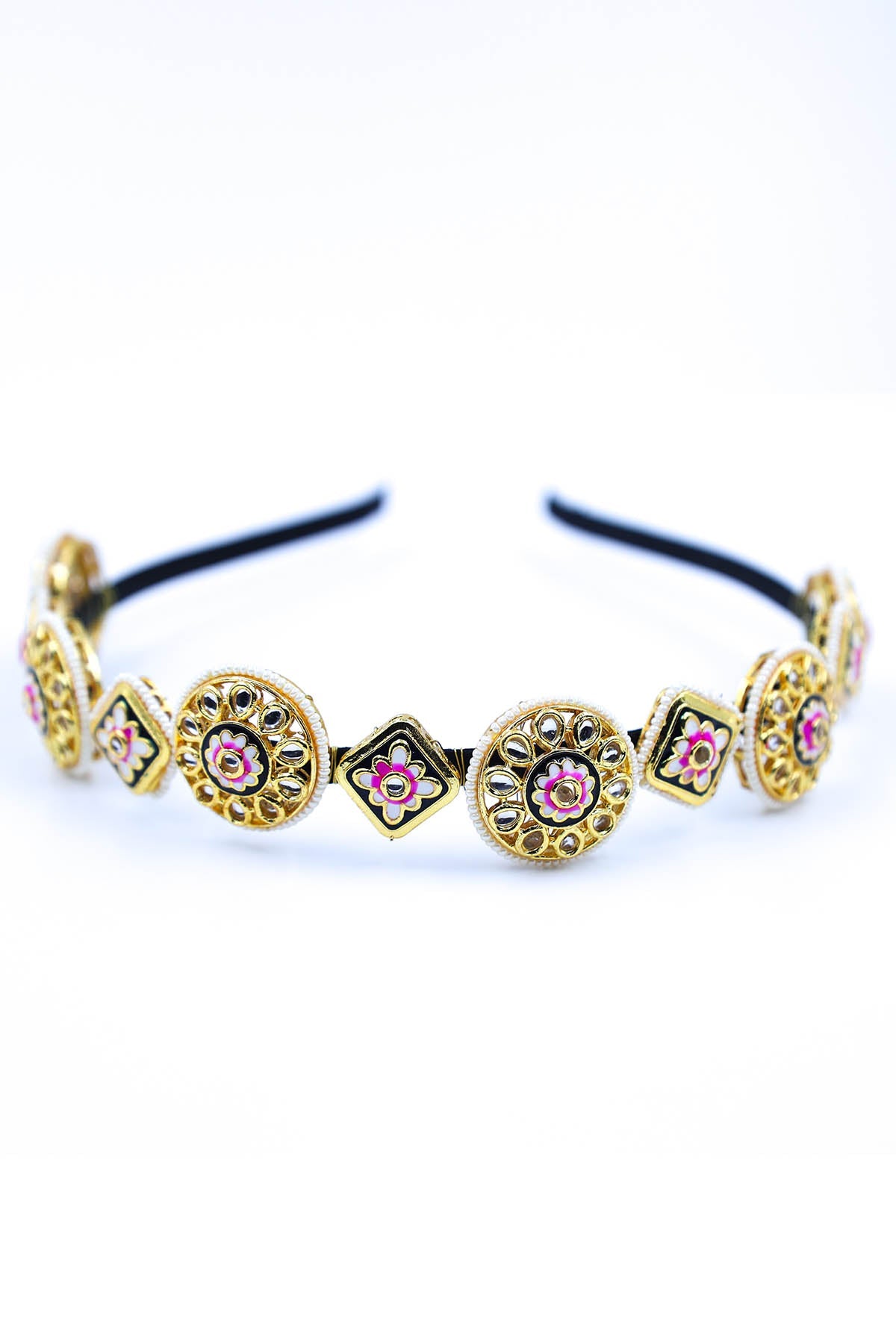 Buy Gold Floral Carved Hairband by Foot Fuel for women online at ScrollnShops