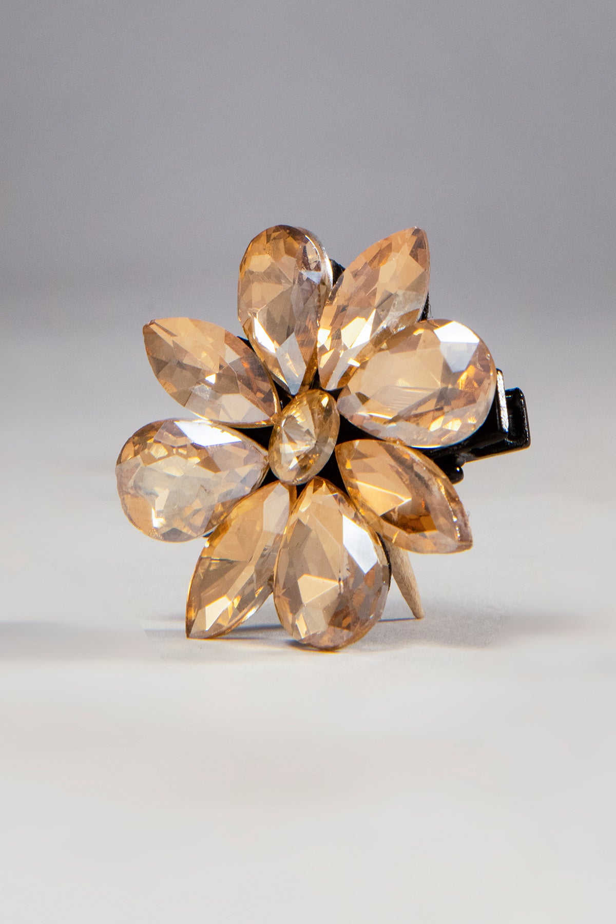 Gold Floral Crystal Studded Clip