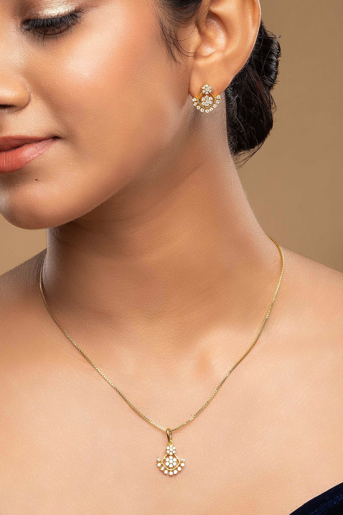 Buy Gold Floral Shaped Pendant Set for women by Sica online available at scrollnshops