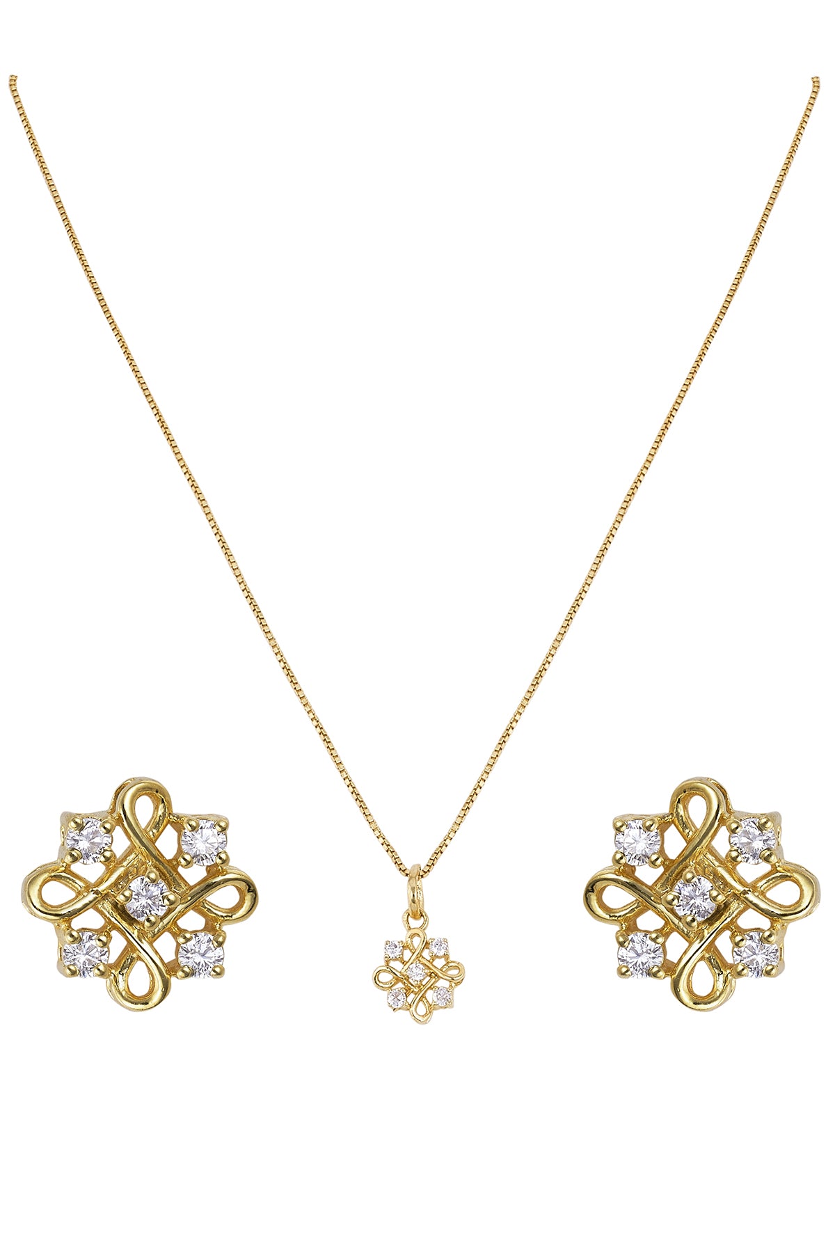 Gold Flower Shaped Pendant Set