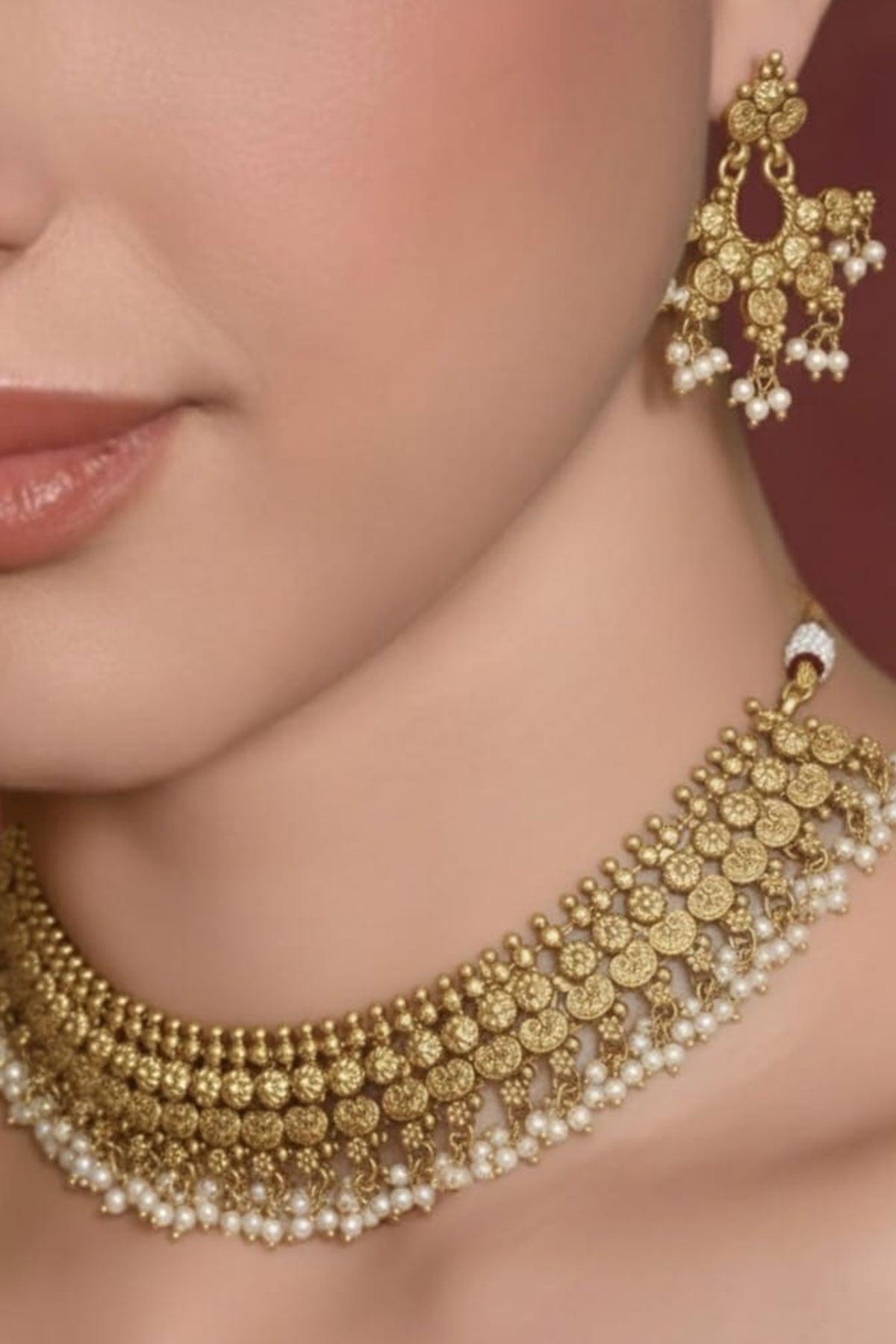 Buy Gold Garden Pearl Jewellery Set for women by Beauty Spot Jewellery online available at scrollnshops