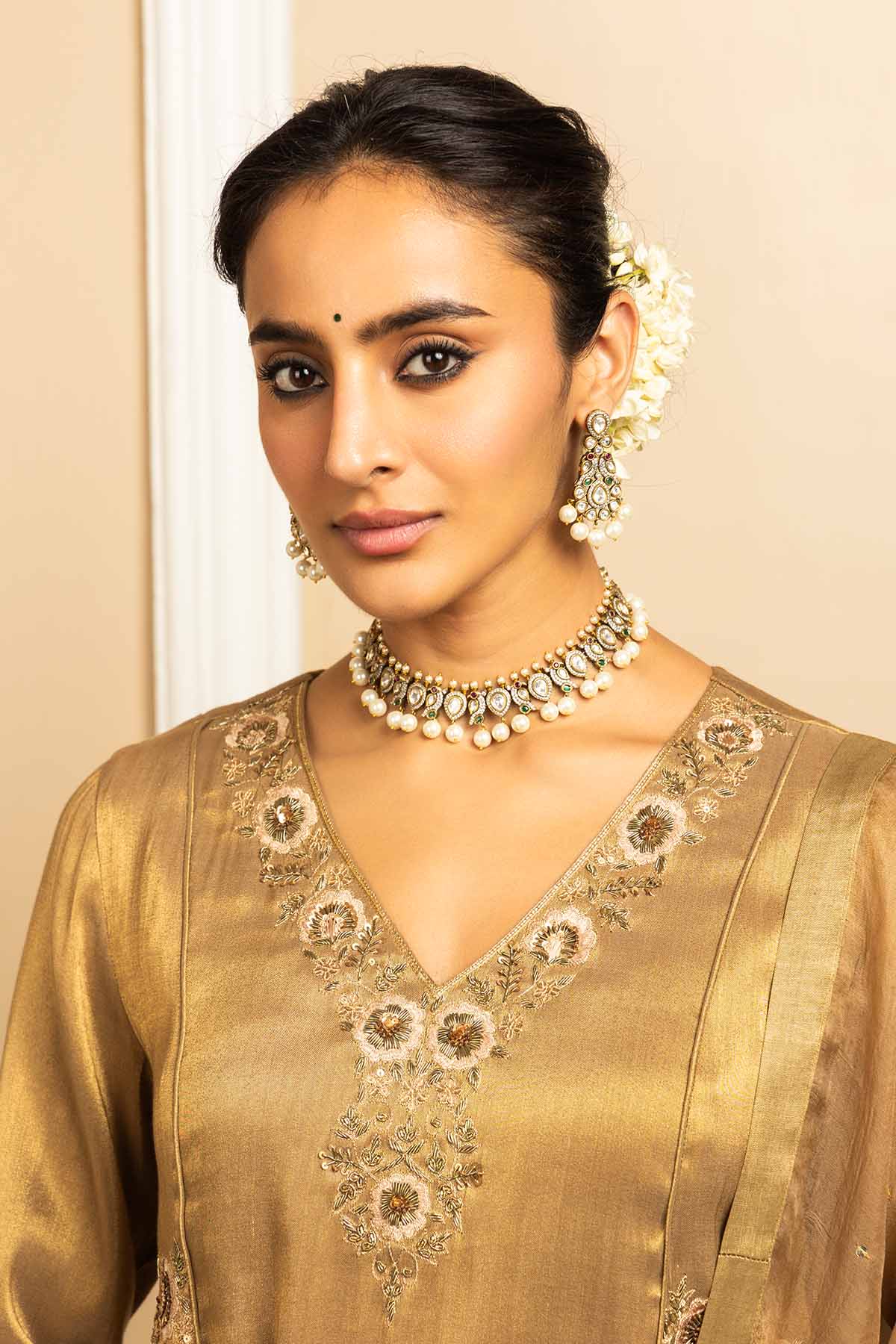 Gold Gota Embellished Kurta Set