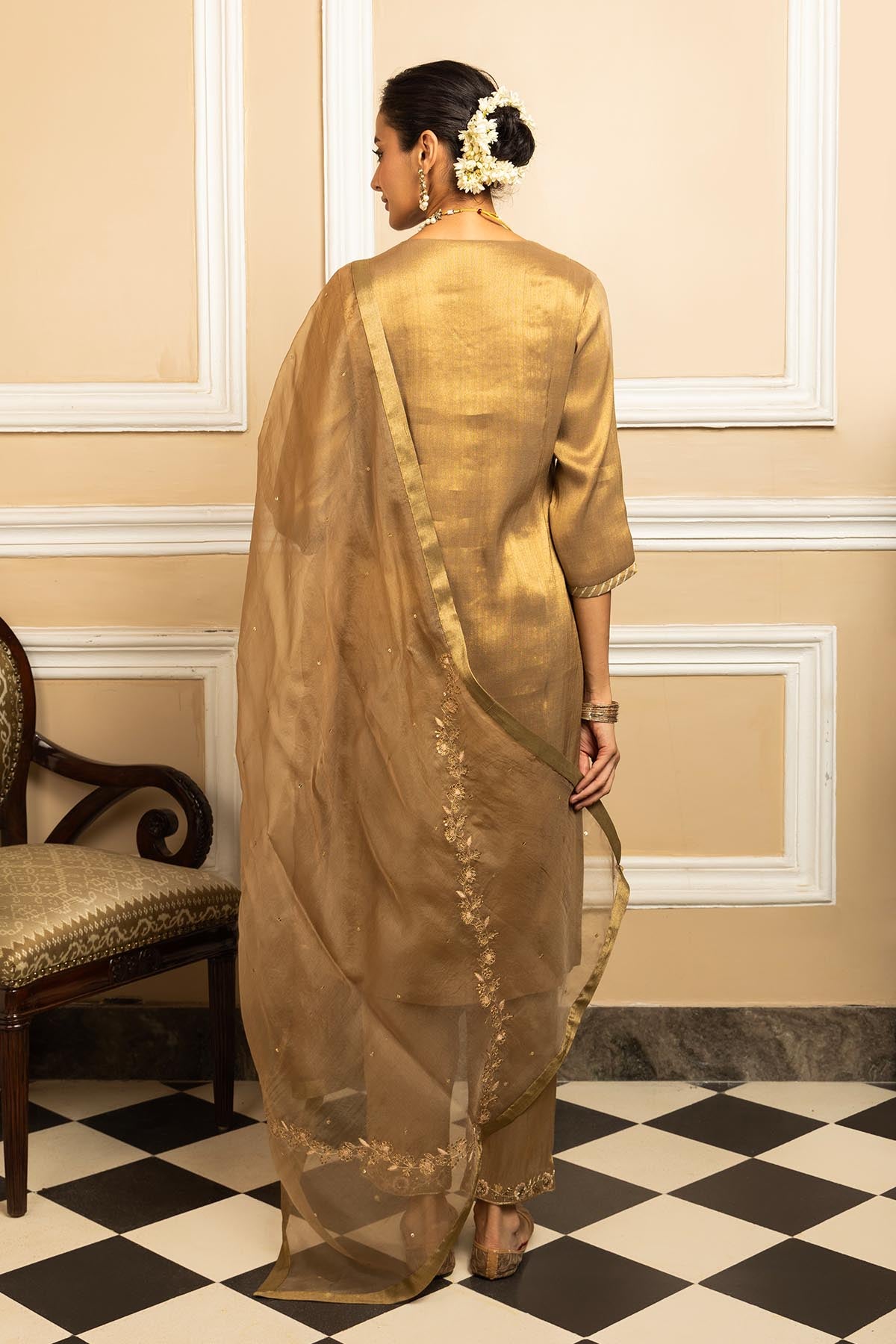 Gold Gota Embellished Kurta Set