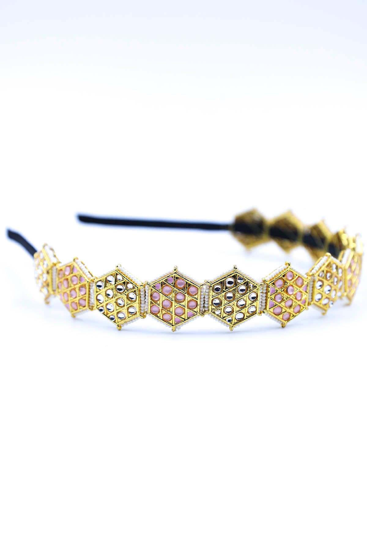 Gold Hexagonal Broach Hairband