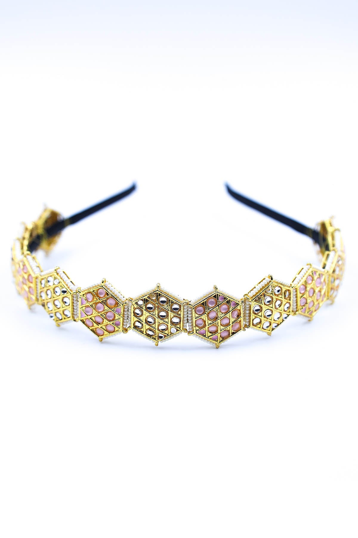 Buy Gold Hexagonal Broach Hairband by Foot Fuel for women online at ScrollnShops