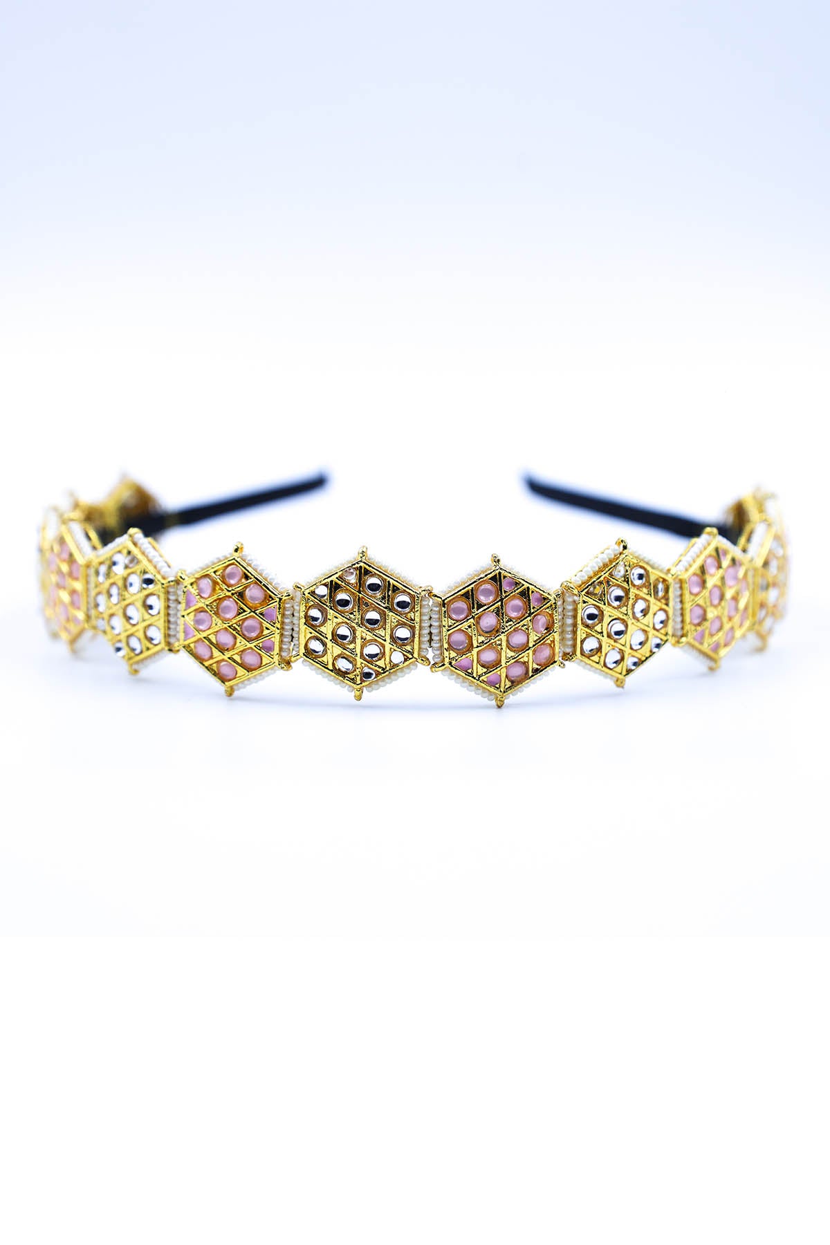 Gold Hexagonal Broach Hairband