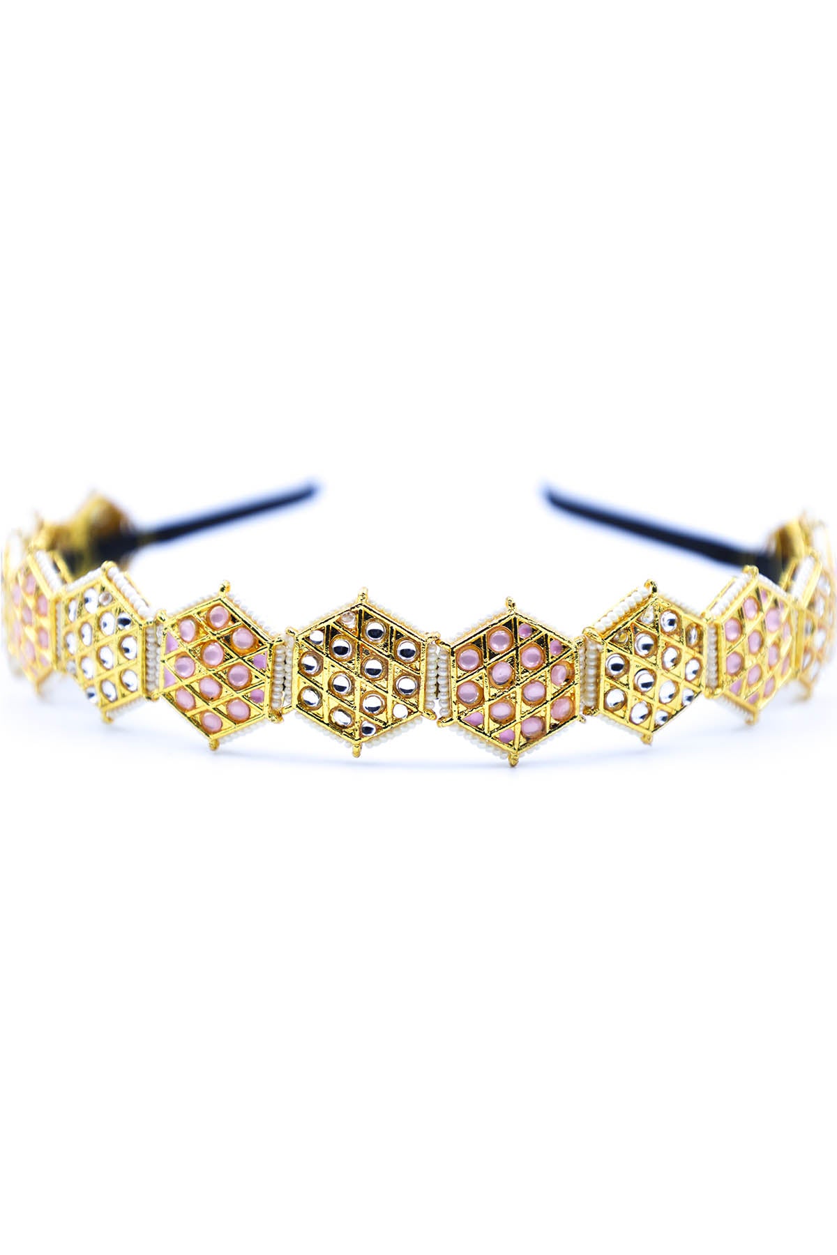 Gold Hexagonal Broach Hairband