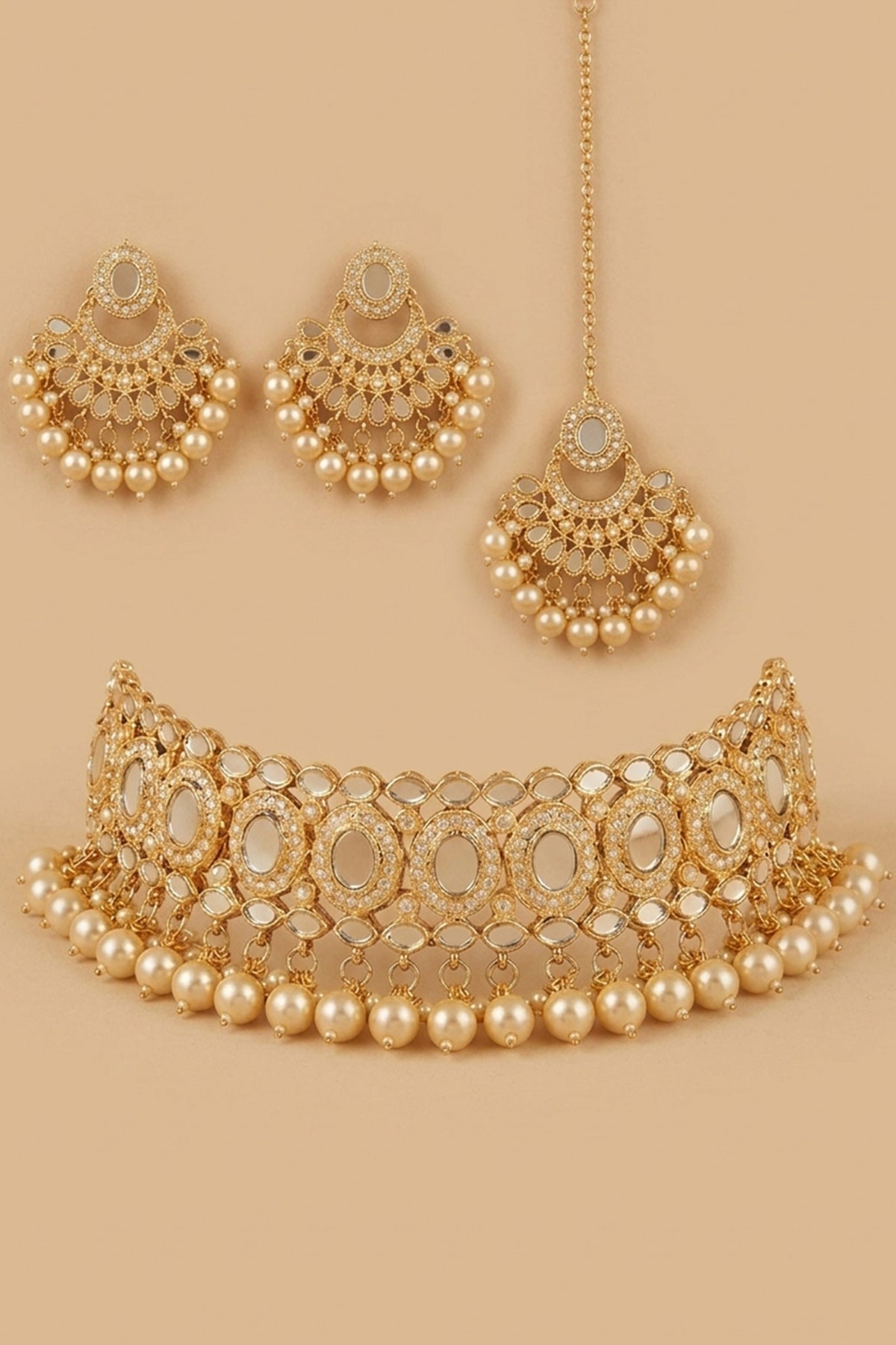 Gold Ivory Pearl Jewellery Set