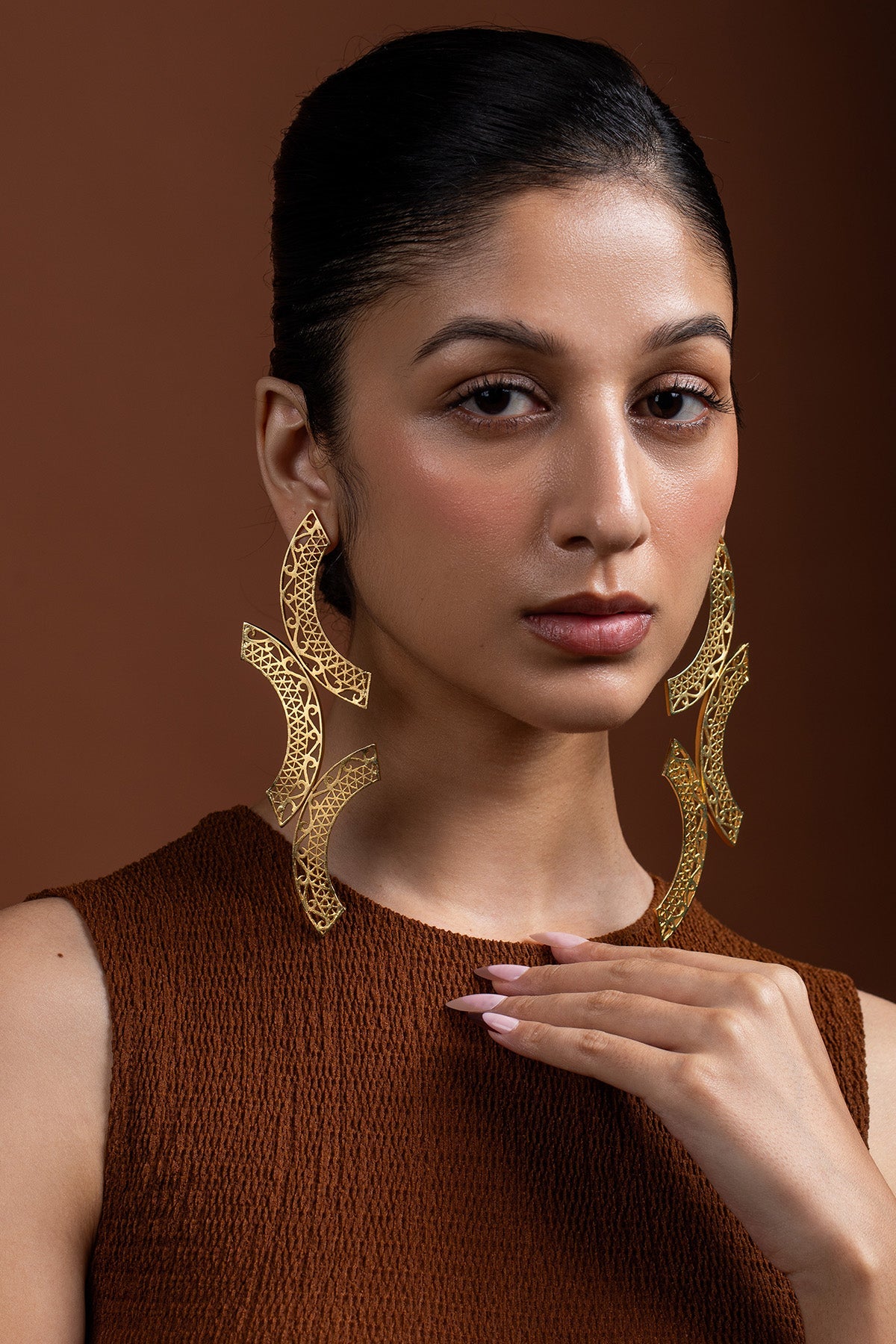 Buy Gold Kalchakra Lattice Earring for women by Ethnic Andaz online available at scrollnshops