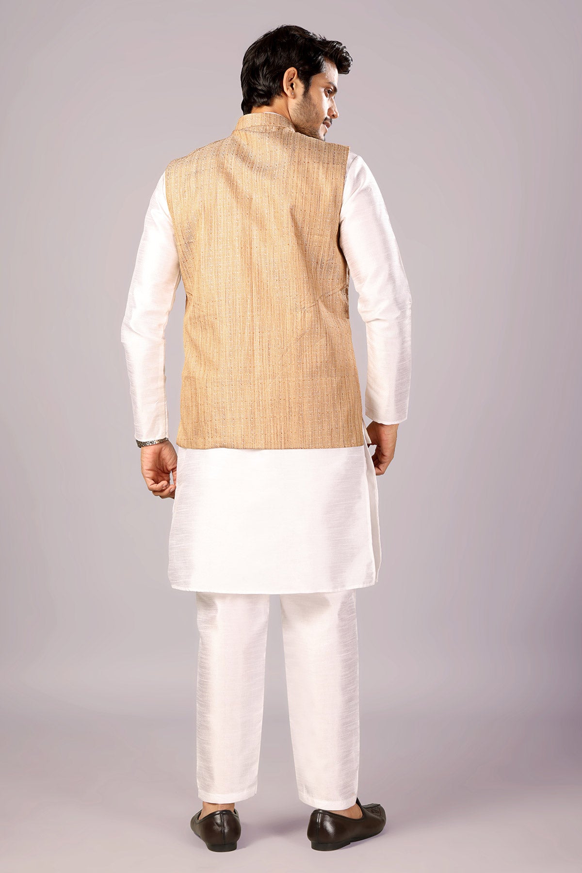 Gold Khadi Cotton Bundi Jacket