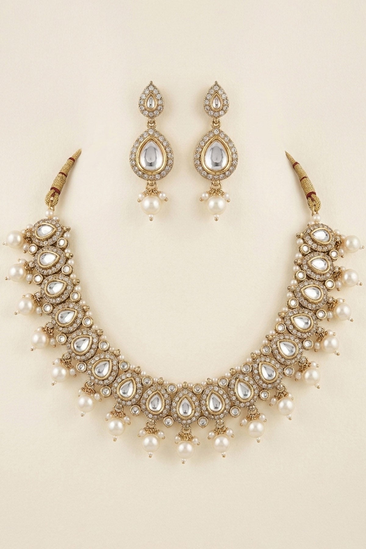Gold Kundan Pearl Jewellery Set