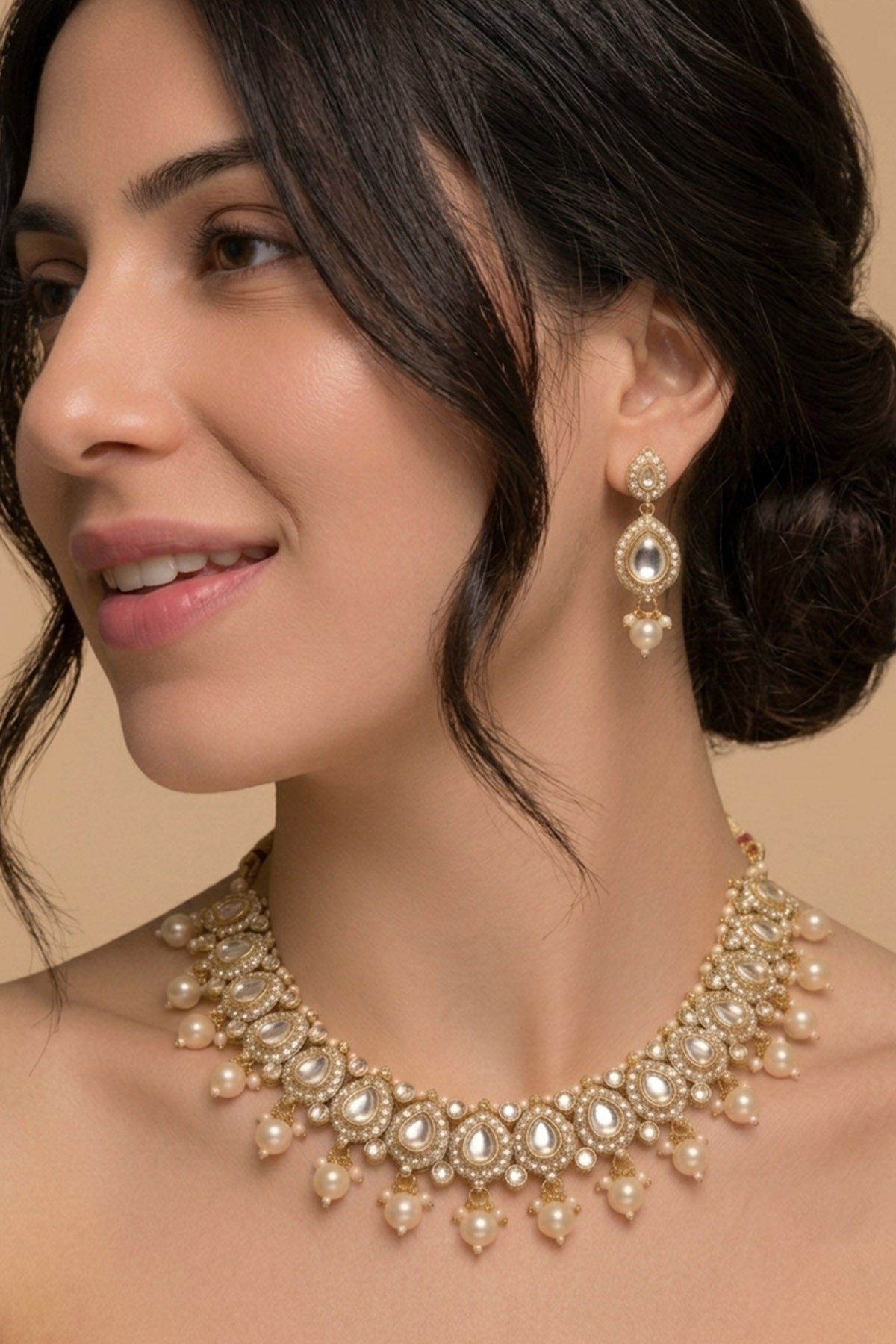 Buy Gold Kundan Pearl Jewellery Set for women by Inko & Co online available at scrollnshops