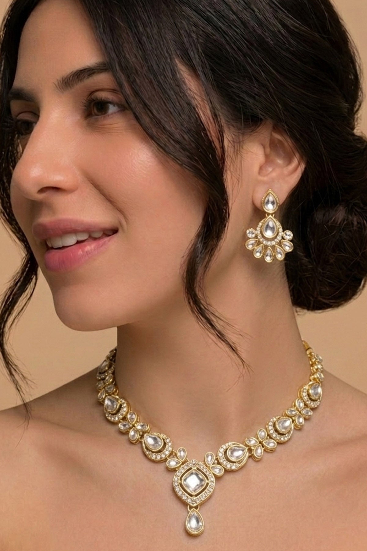 Buy Gold Kundan Stone Choker Set for women by Inko & Co online available at scrollnshops