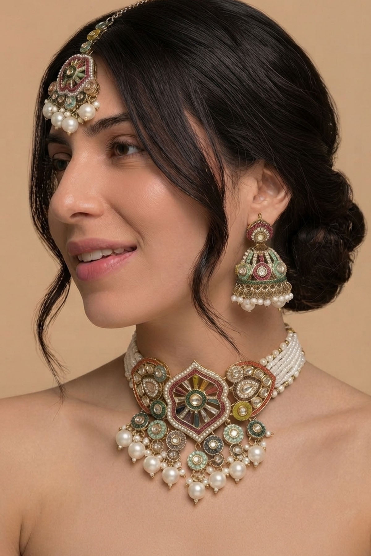 Buy Gold Lustrous Pearl Choker Set for women by Inko & Co online available at scrollnshops