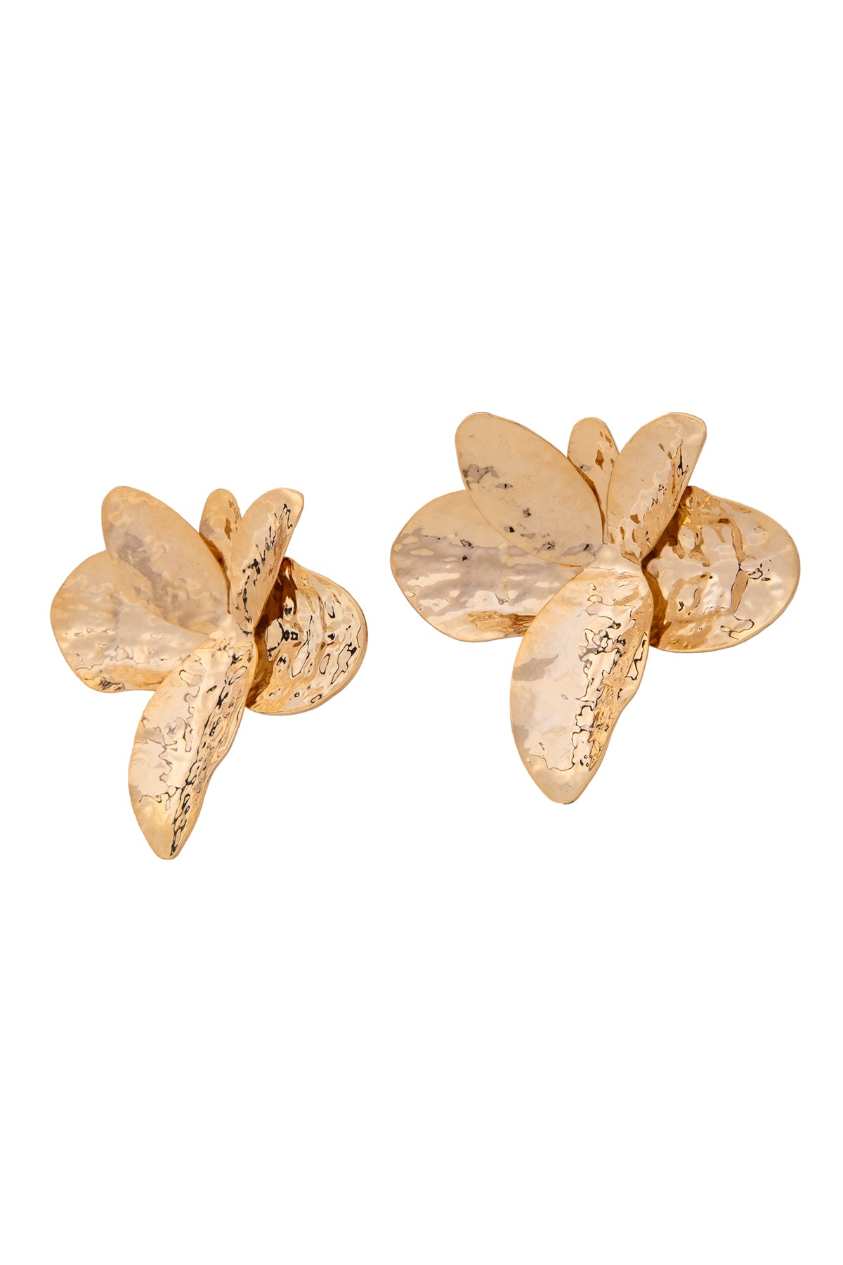 Gold Metallic Floral Earrings