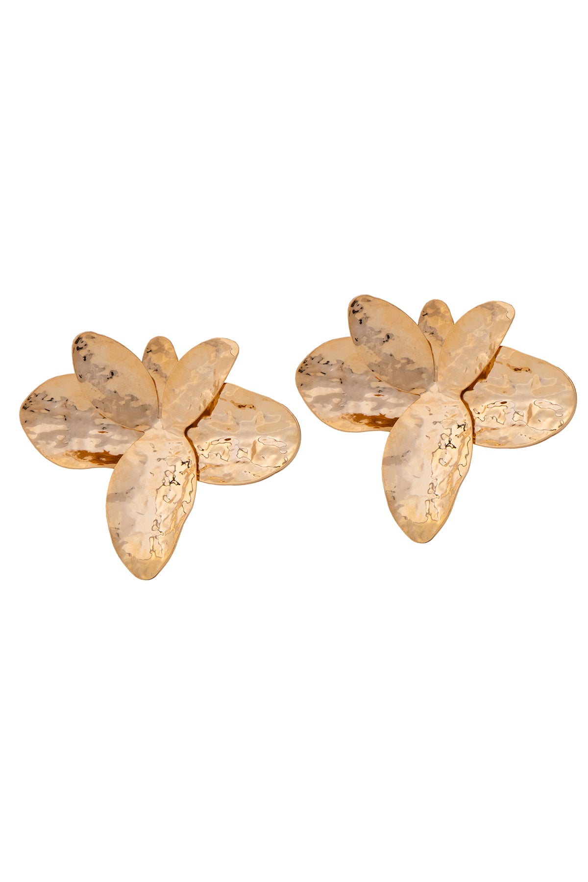 Gold Metallic Floral Earrings