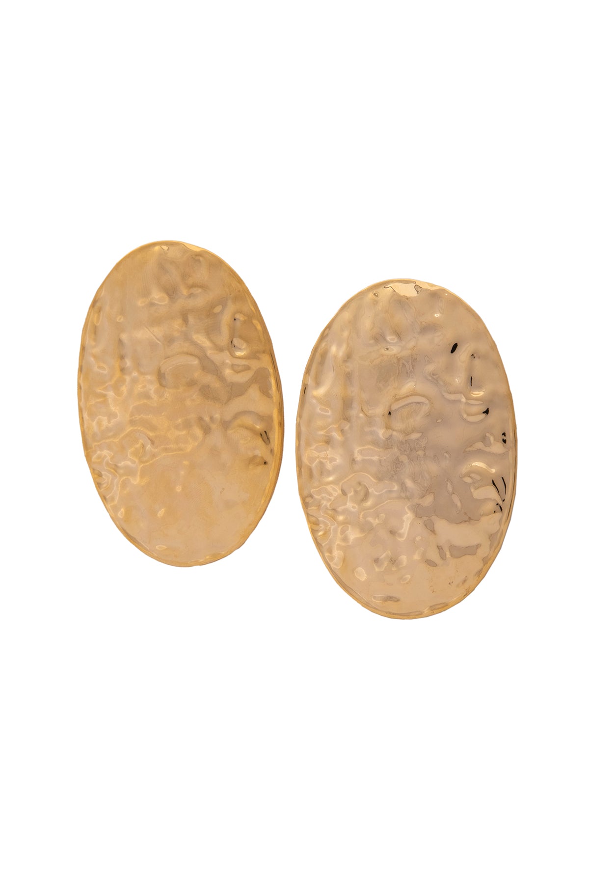 Gold Metallic Oval Earrings