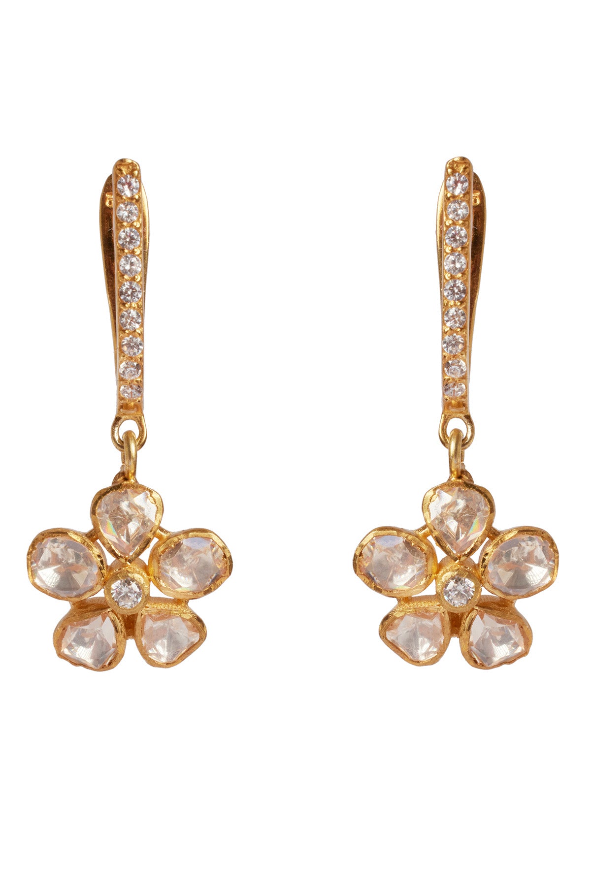 Gold Moissanite Polki Earrings
