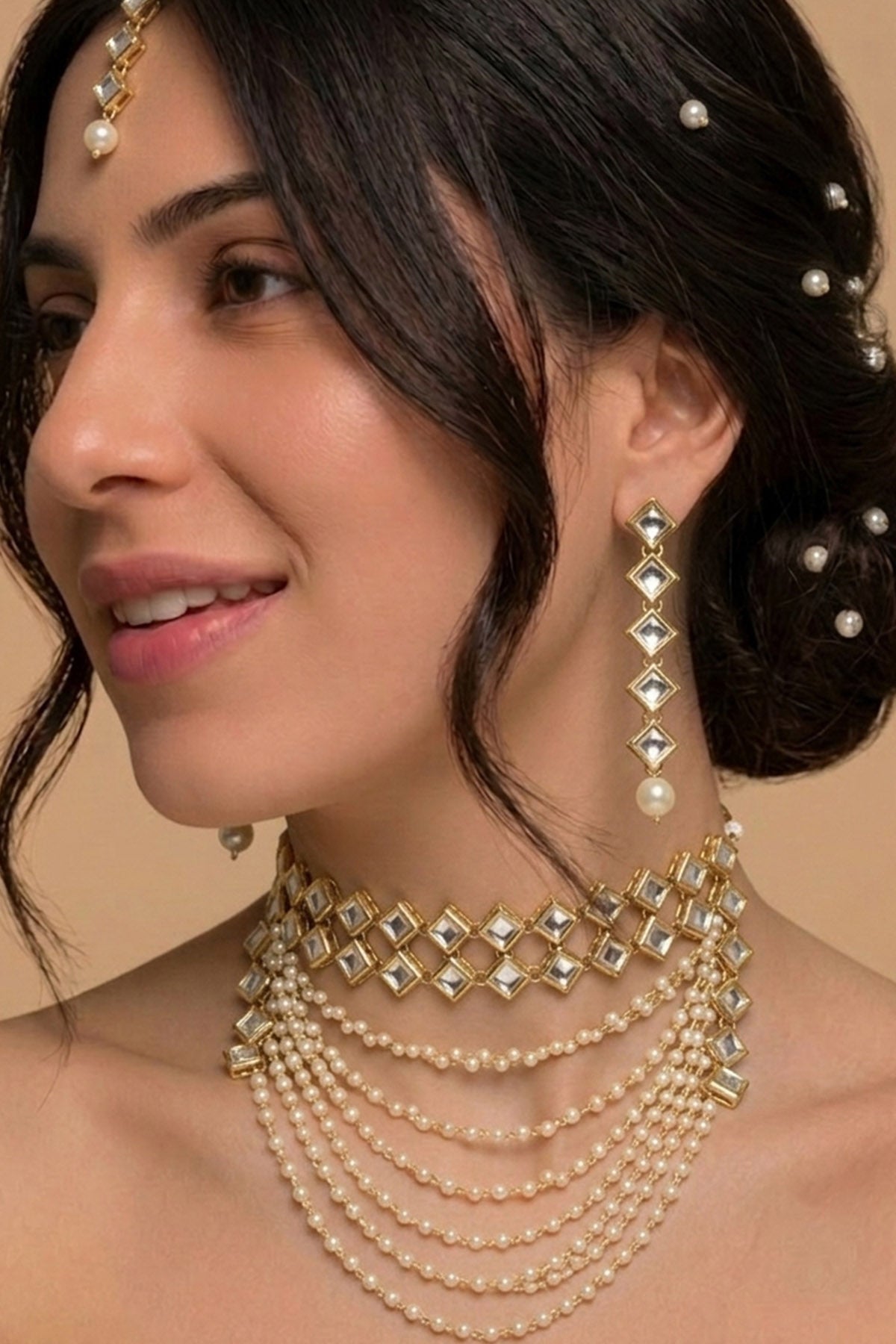 Buy Gold Multi Layer Jewellery Set for women by Inko & Co online available at scrollnshops