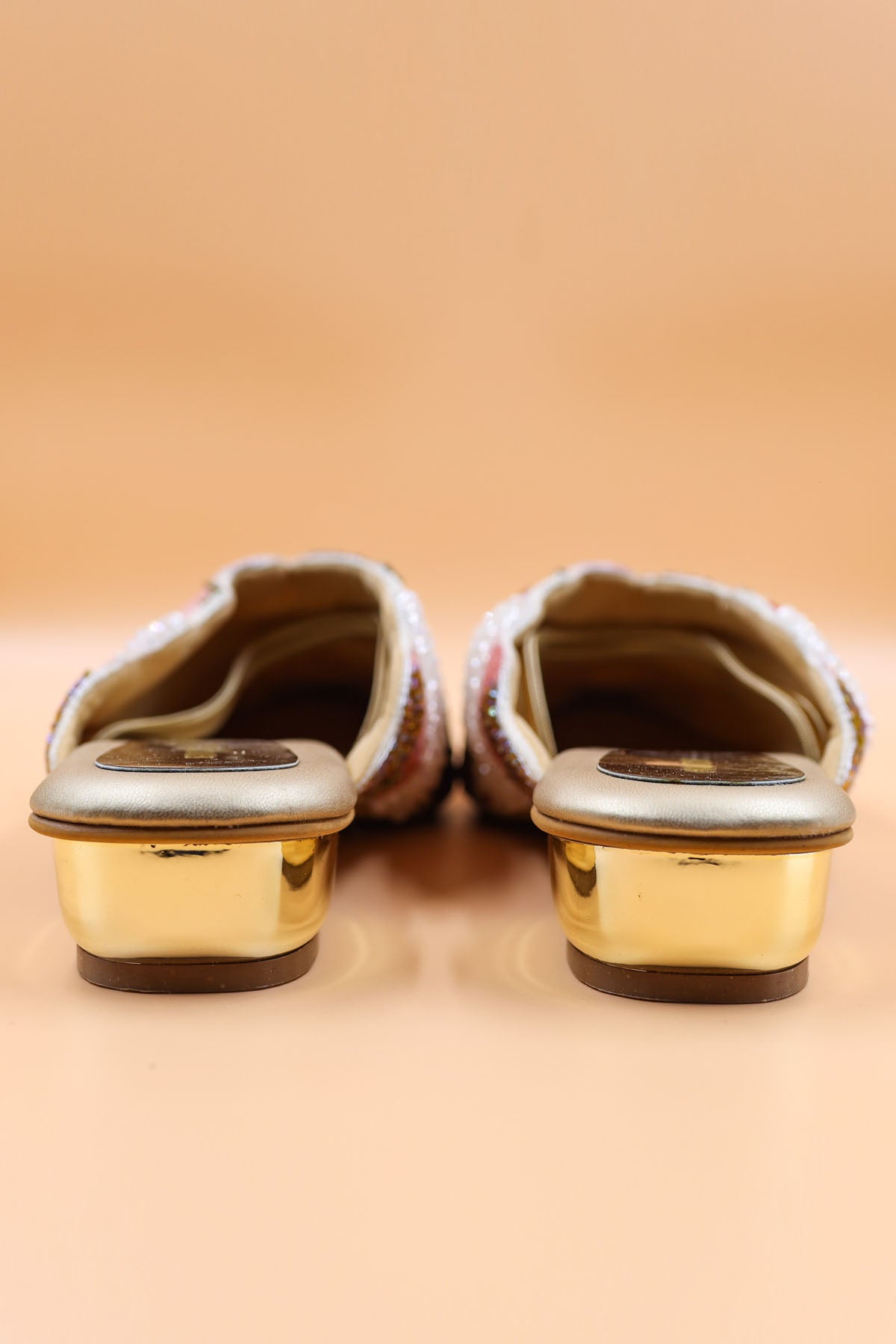Gold & Multicolor Crystal Mules