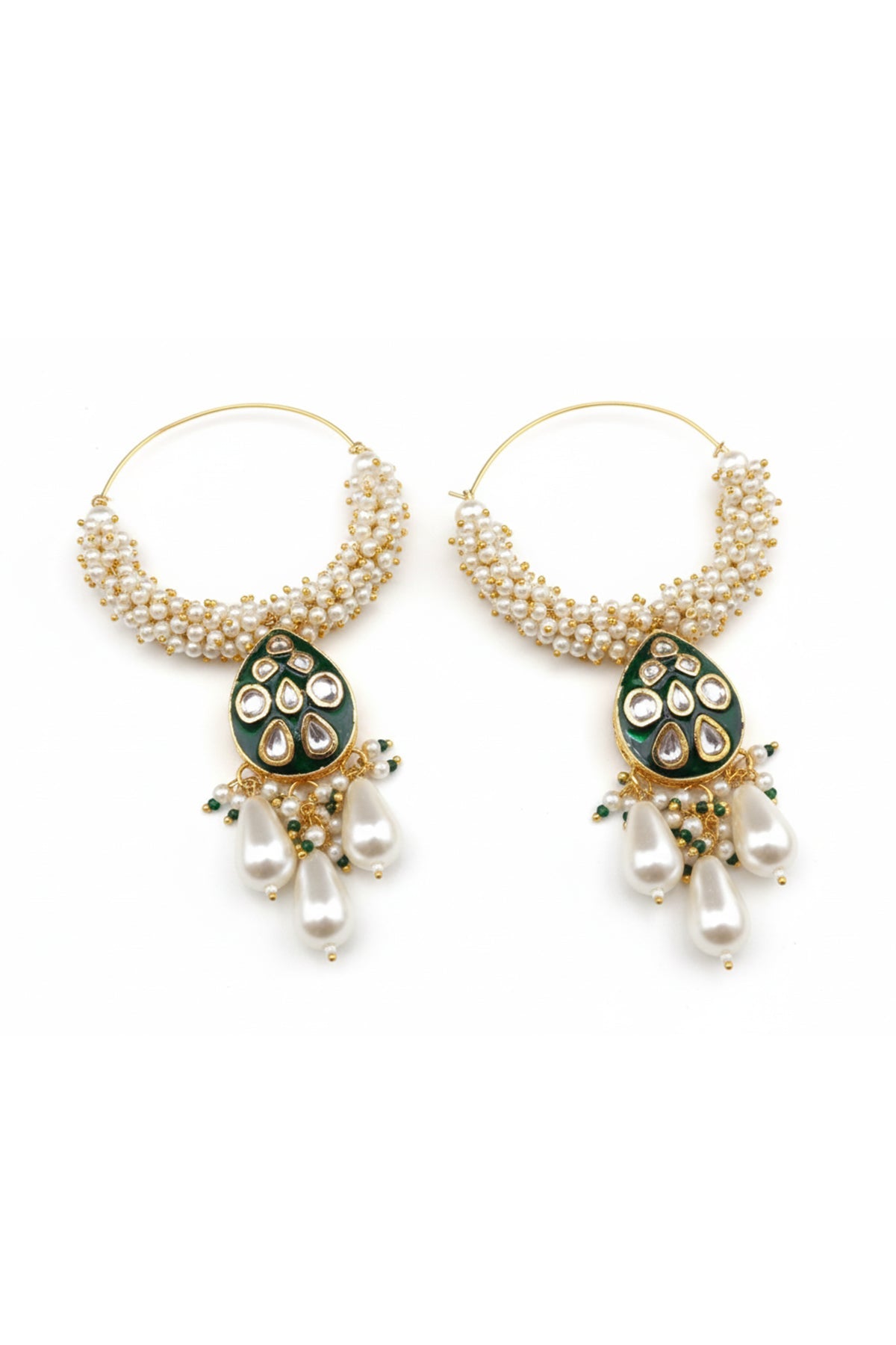 Buy Gold Pearl Bead Hoops Earrings for women by Beauty Spot Jewellery online available at scrollnshops