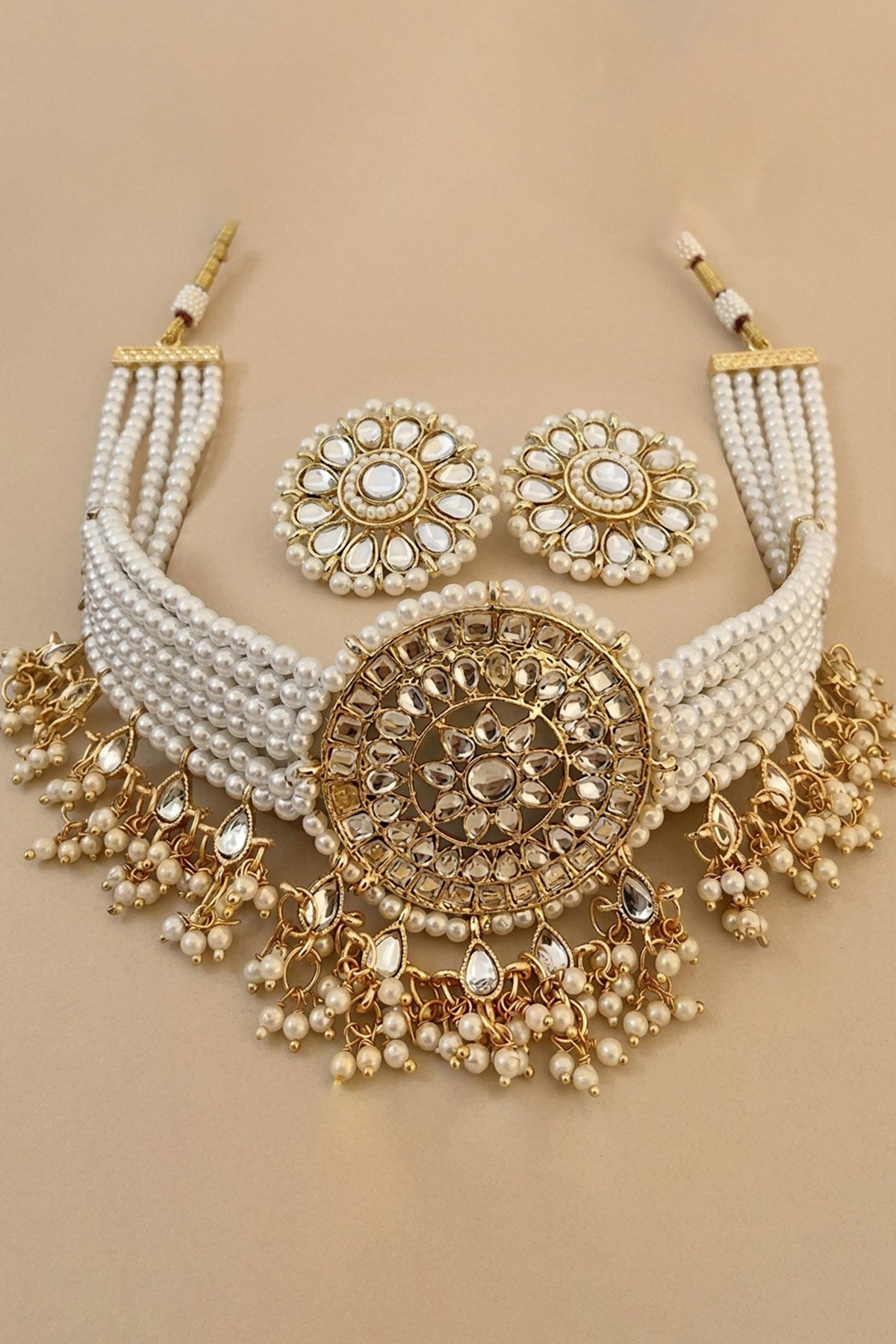 Gold Pearl Bridal Jewellery Set