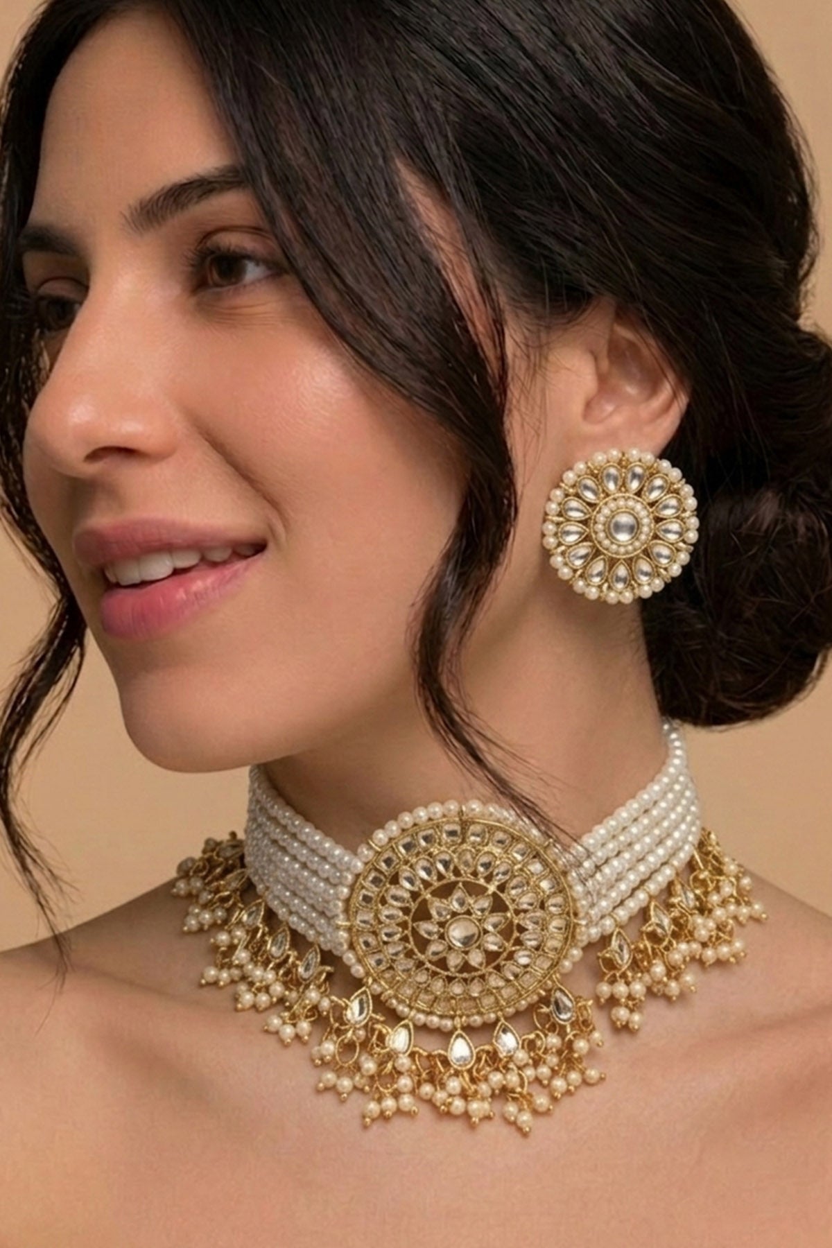 Buy Gold Pearl Bridal Jewellery Set for women by Inko & Co online available at scrollnshops