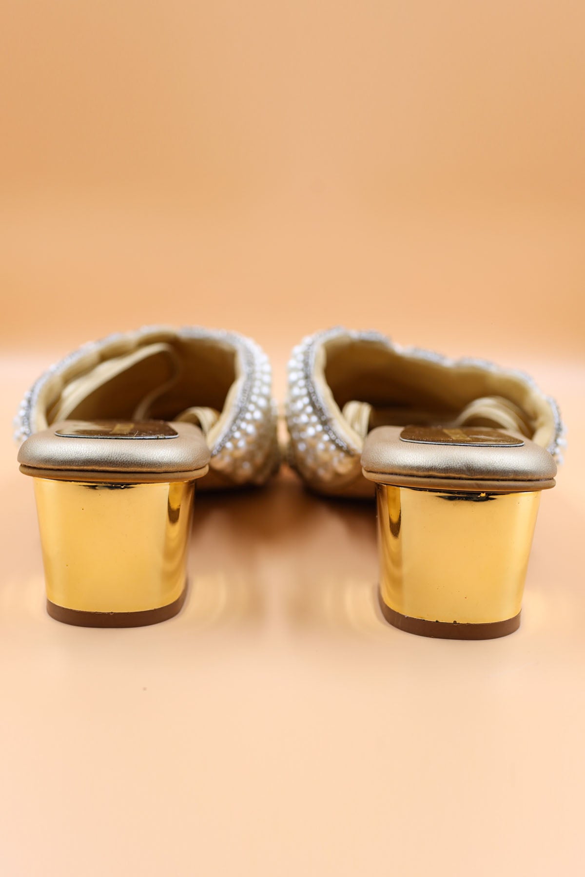 Gold Pearl Embellished Mules