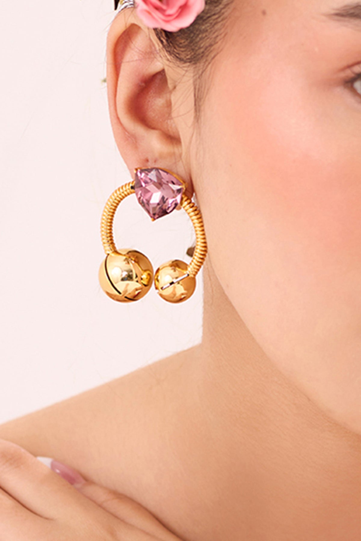 Gold Pearls Embellished Danglers