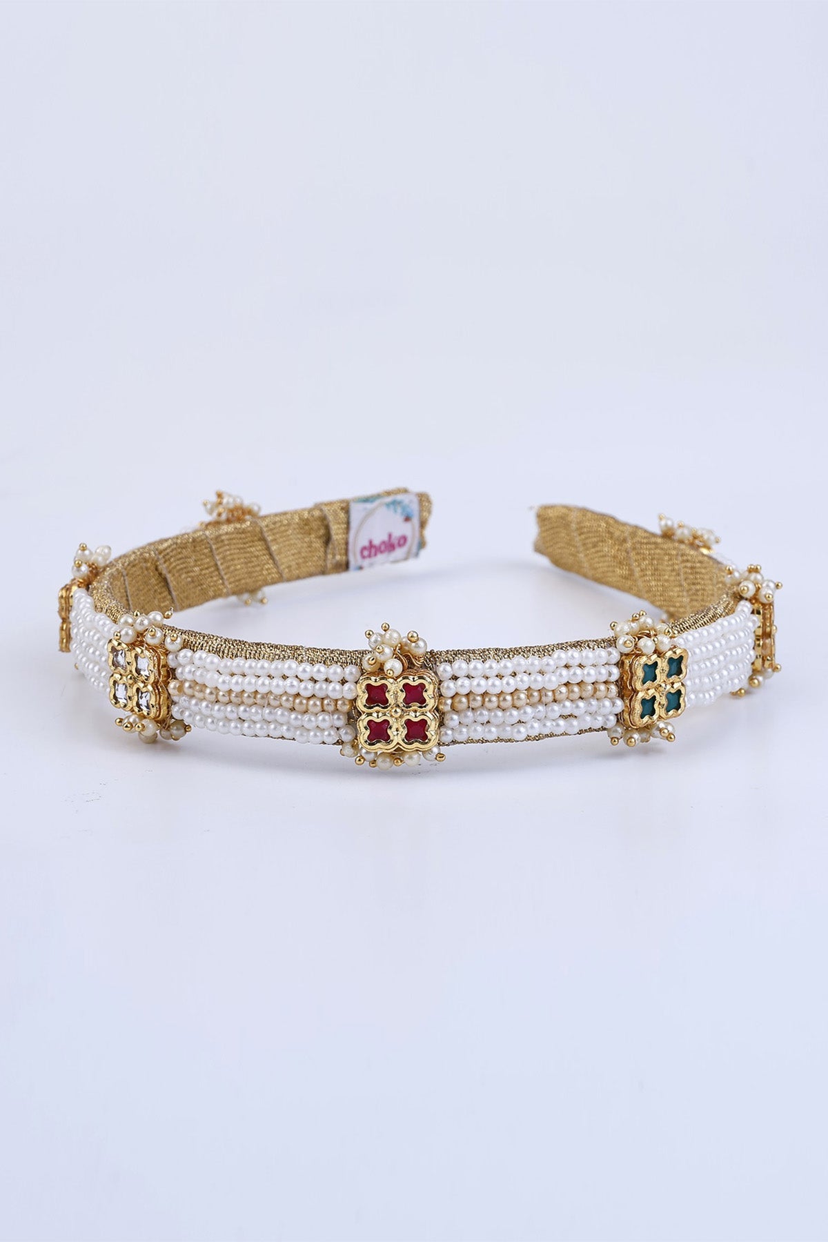 Buy Gold Pearls Embellished Hairband by Choko for women online at ScrollnShops