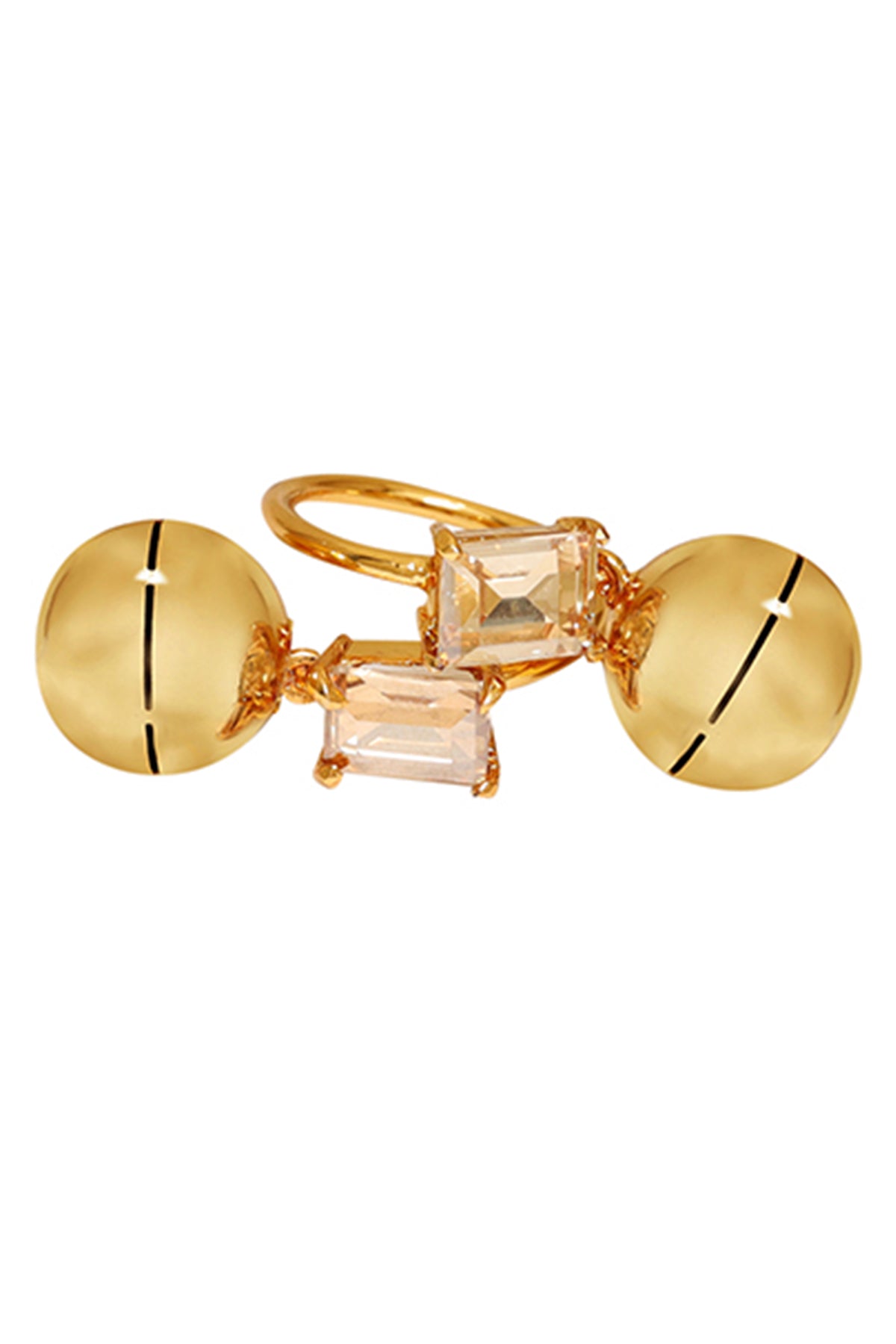 Gold Plated Brass Crystal Ring