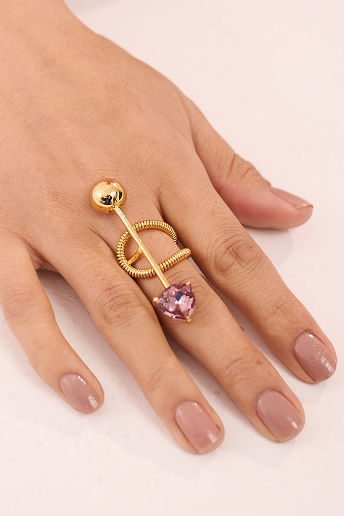 Buy Gold Plated Crystal Brass Ring by Ruhheite for Women online at ScrollnShops