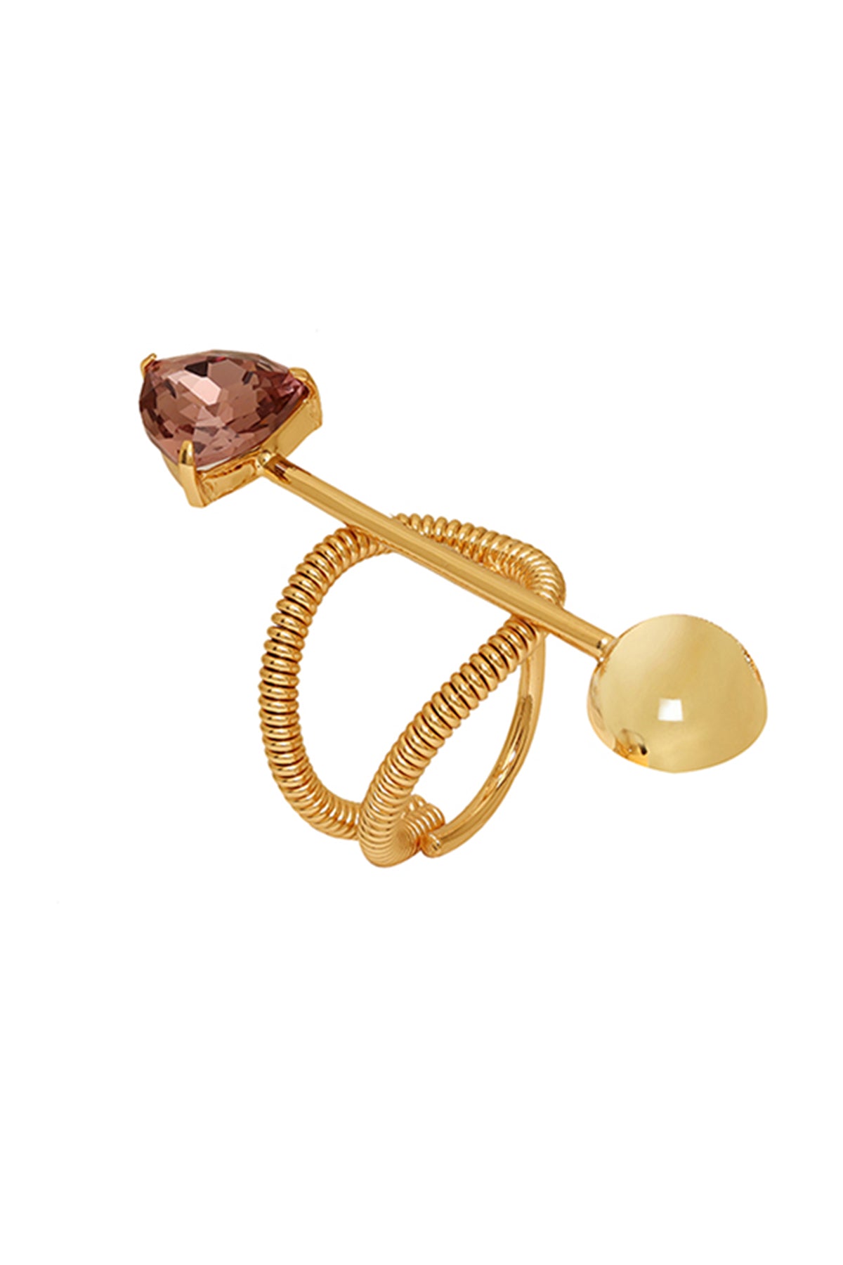 Gold Plated Crystal Brass Ring