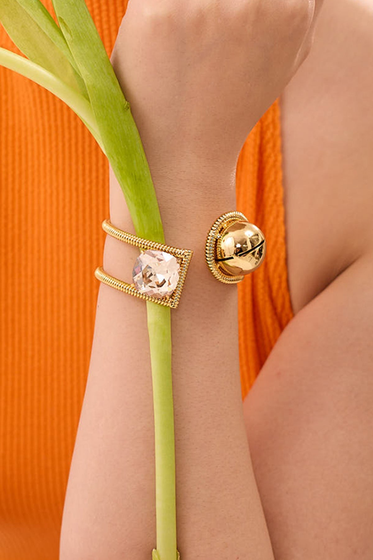 Buy Gold Plated Crystal Palm Cuff by Ruhheite for Women online at ScrollnShops