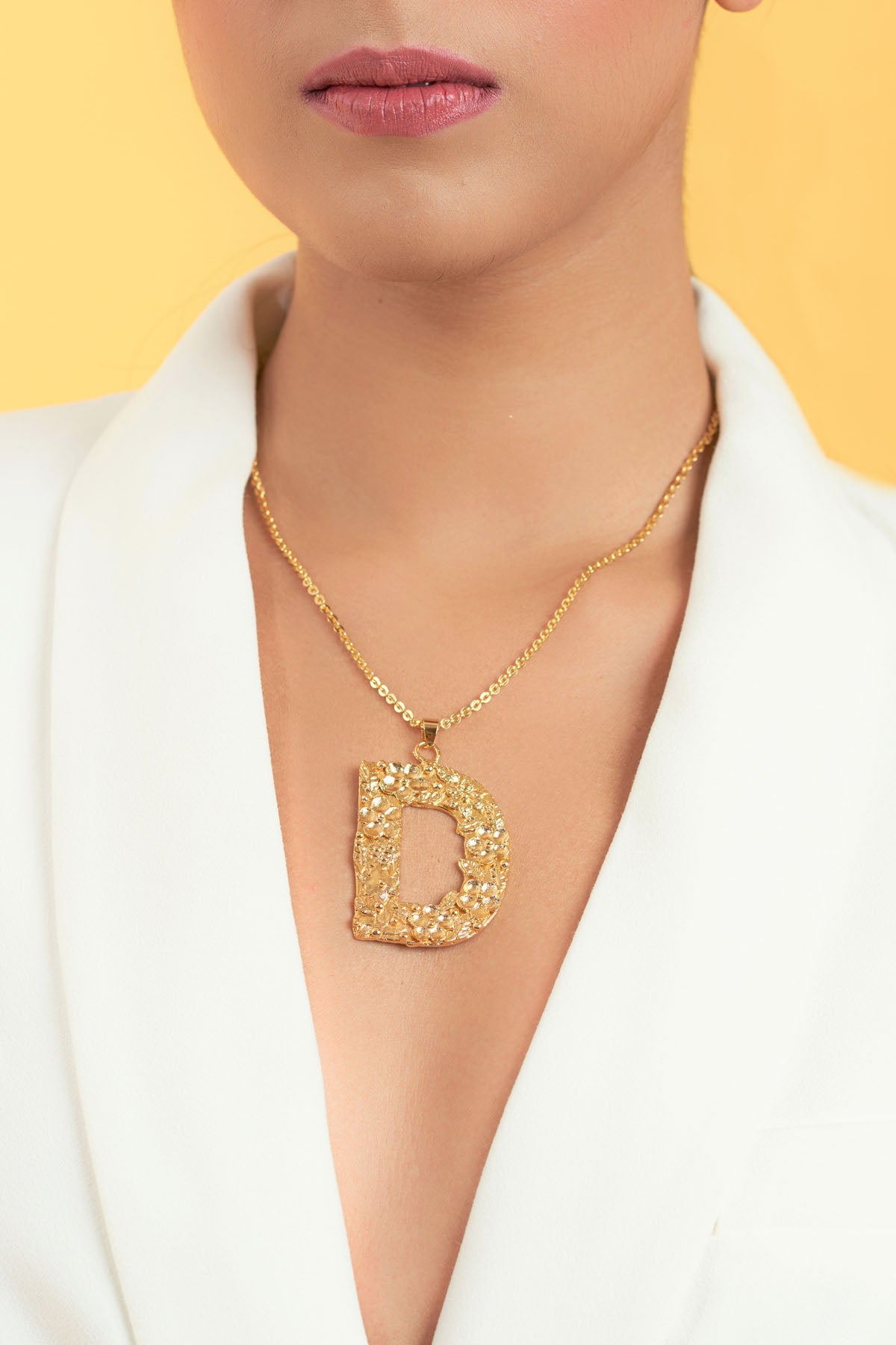 Buy RUHHEITE Gold Plated D Letter Pendant For Women by Esme Available Online at ScrollnShops