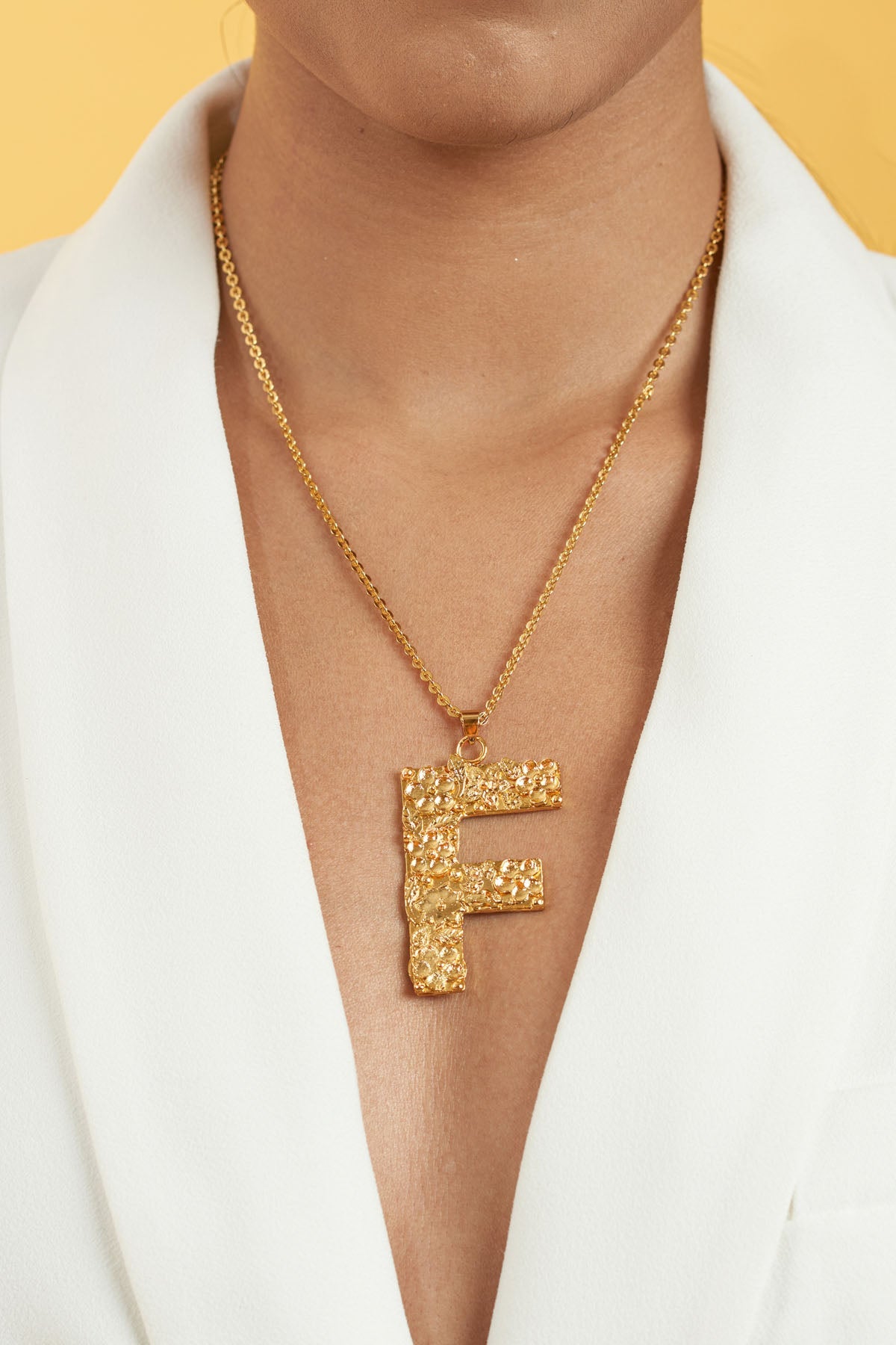 Buy RUHHEITE Gold Plated F Letter Pendant For Women by Esme Available Online at ScrollnShops