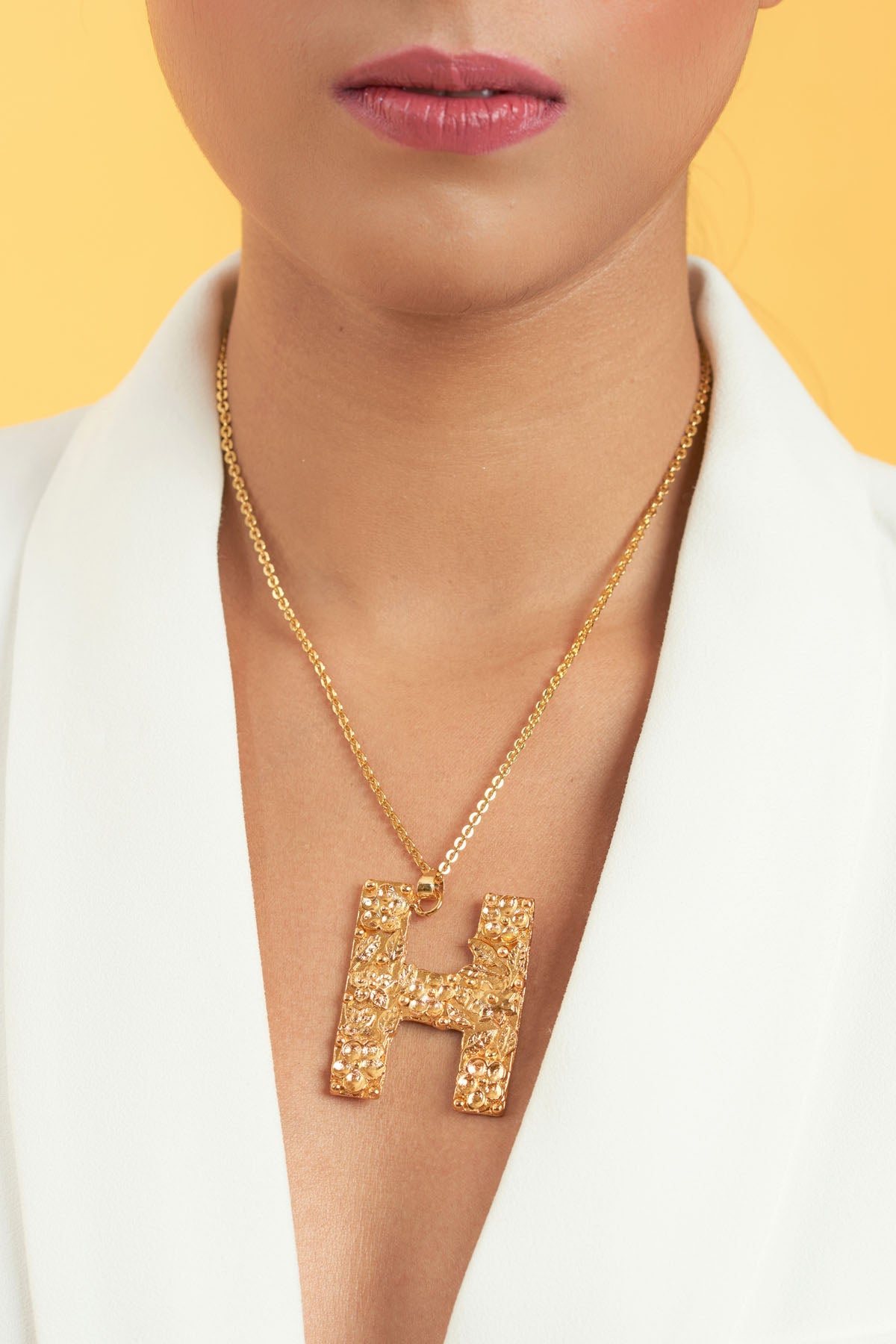 Buy RUHHEITE Gold Plated H Letter Pendant For Women by Esme Available Online at ScrollnShops