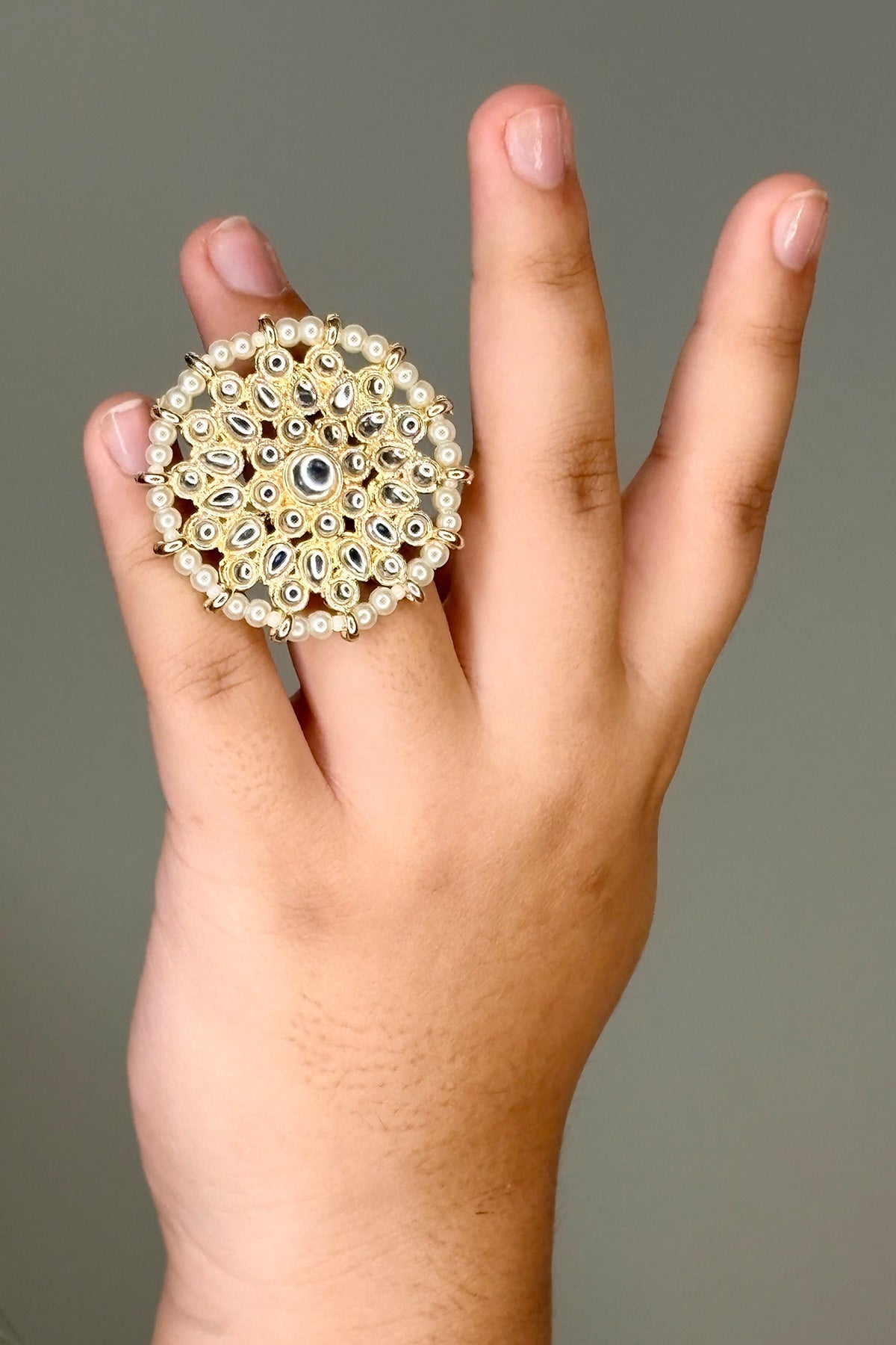 Buy Gold Plated Round Beads Ring for women by Beauty Spot Jewellery online available at scrollnshops
