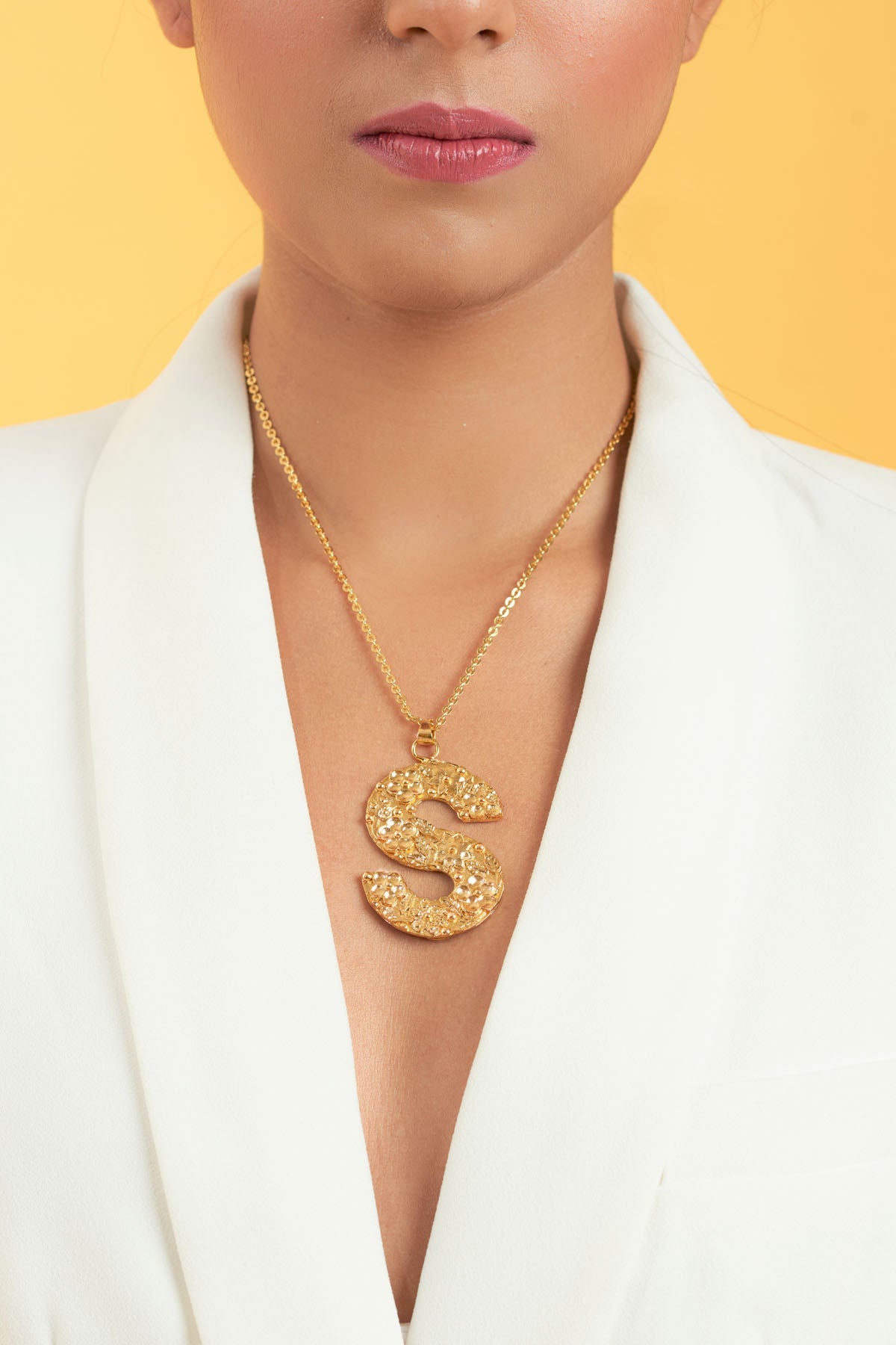 Buy RUHHEITE Gold Plated S Letter Pendant For Women by Esme Available Online at ScrollnShops