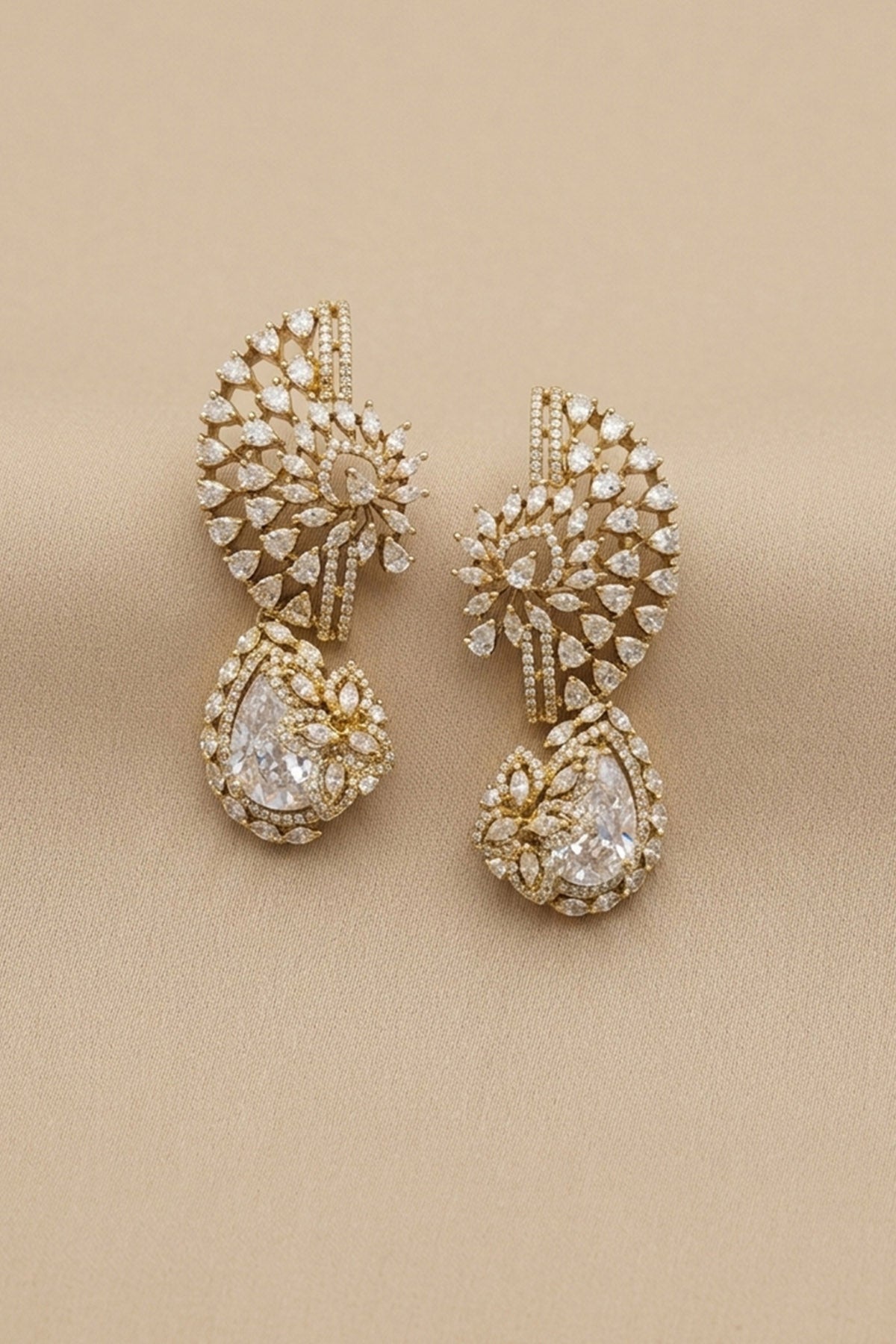 Gold Polki Chand Drop Earring